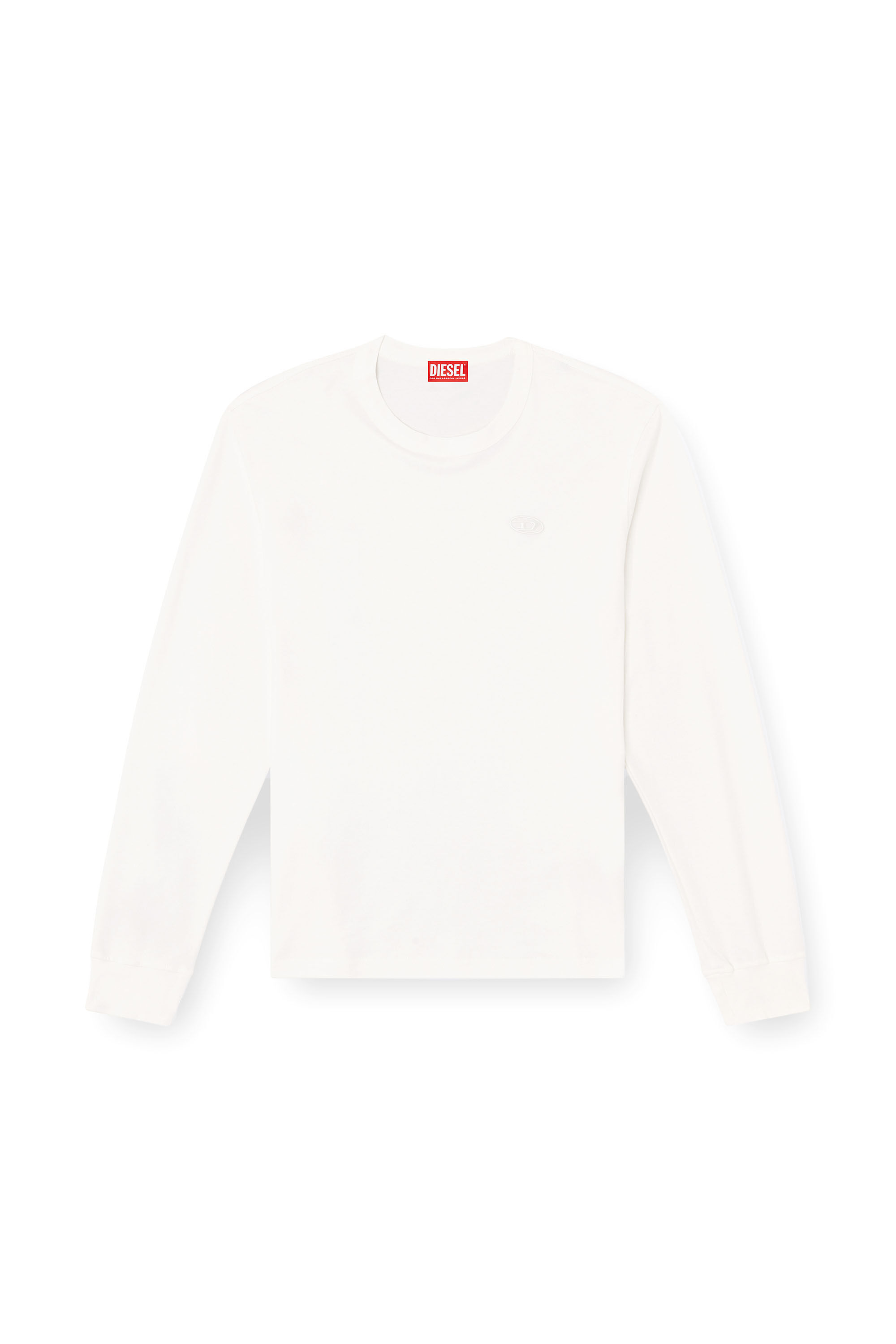 Diesel - T-ADJUST-LS-SLITS-R17, Camiseta de manga larga con logotipo bordado Hombre in Blanco - 2