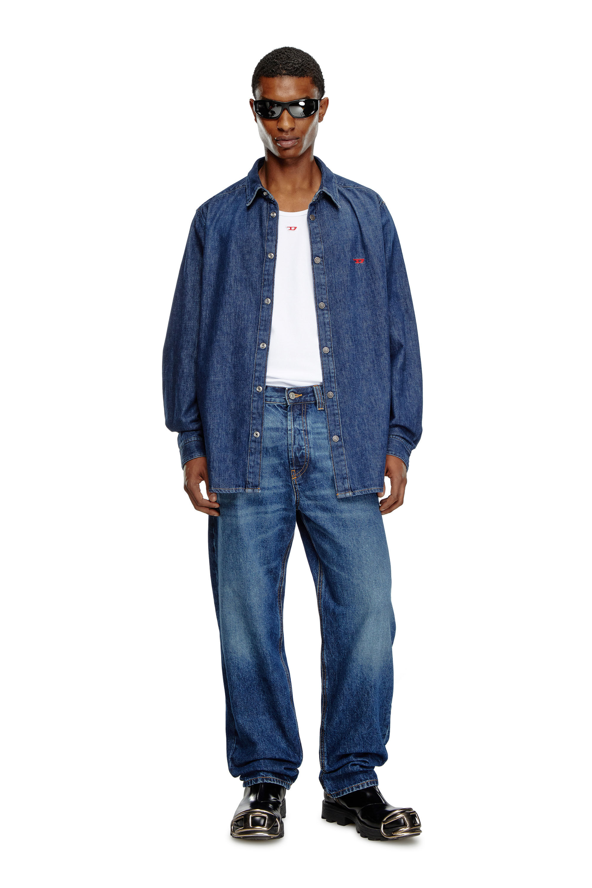 Diesel - D-SIMPLY, Man's Shirt in denim in Dark Blue - 1