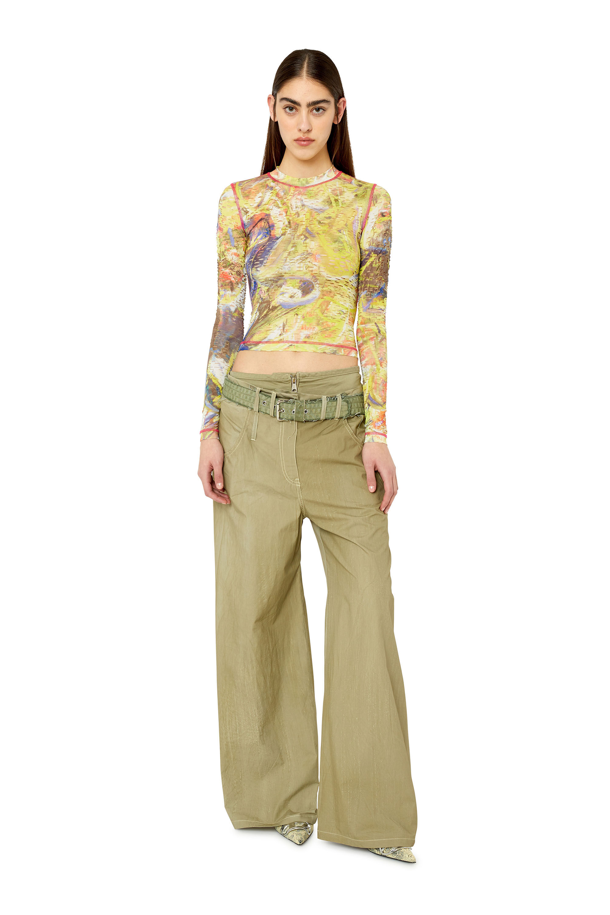 Diesel - T-CLADDY, Top cortado con láser con estampado abstracto Mujer in Multicolor - 1