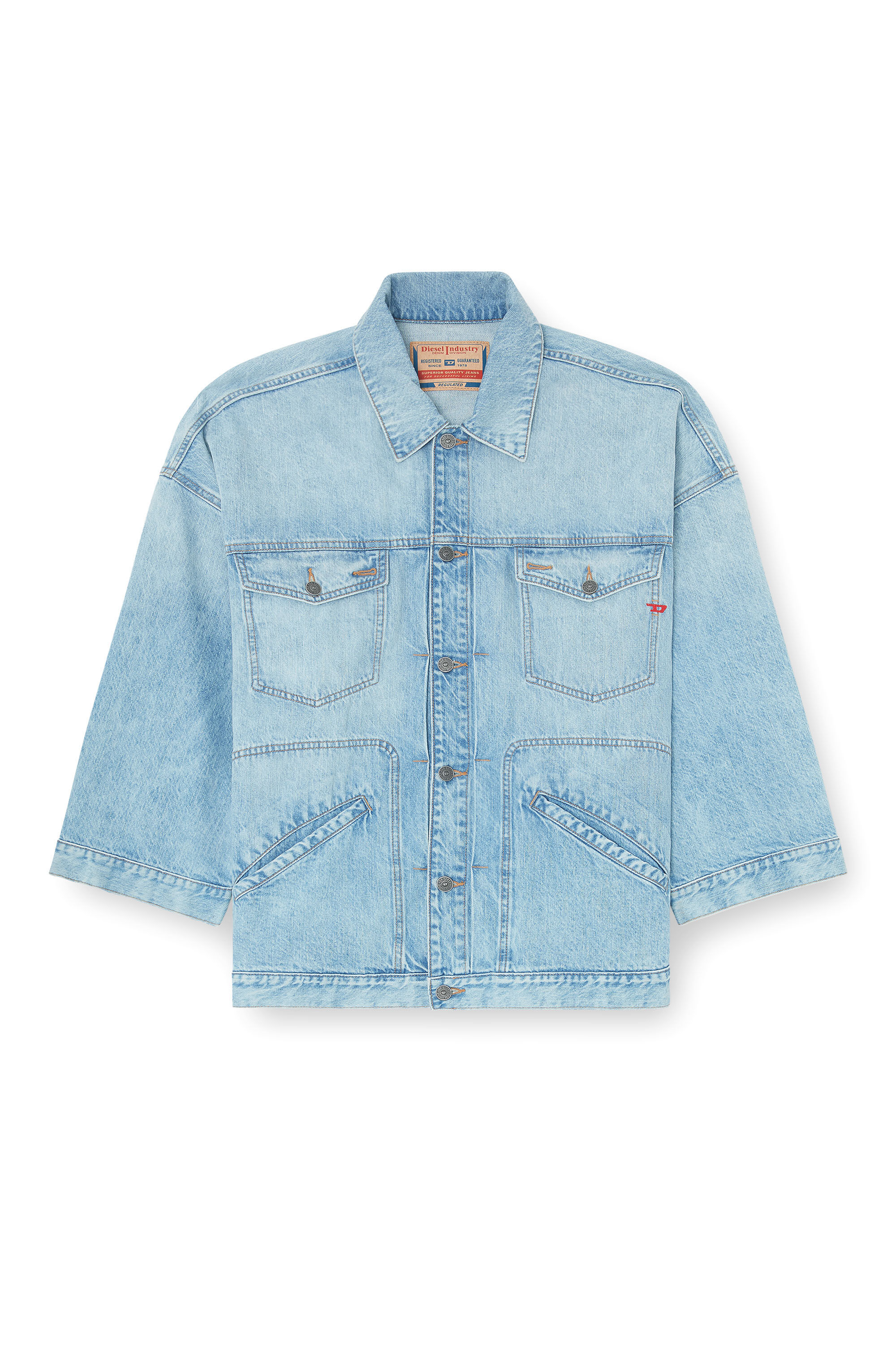 Diesel - DE-LIN, Chaqueta workwear denim oversized Mujer in Azul marino - 2
