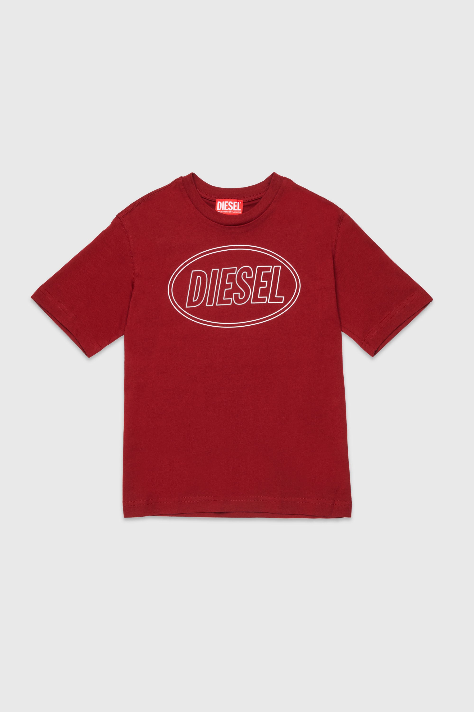 Diesel - TCIRCLE OVER, Man's Cotton T-shirt with Diesel print in Red - 1