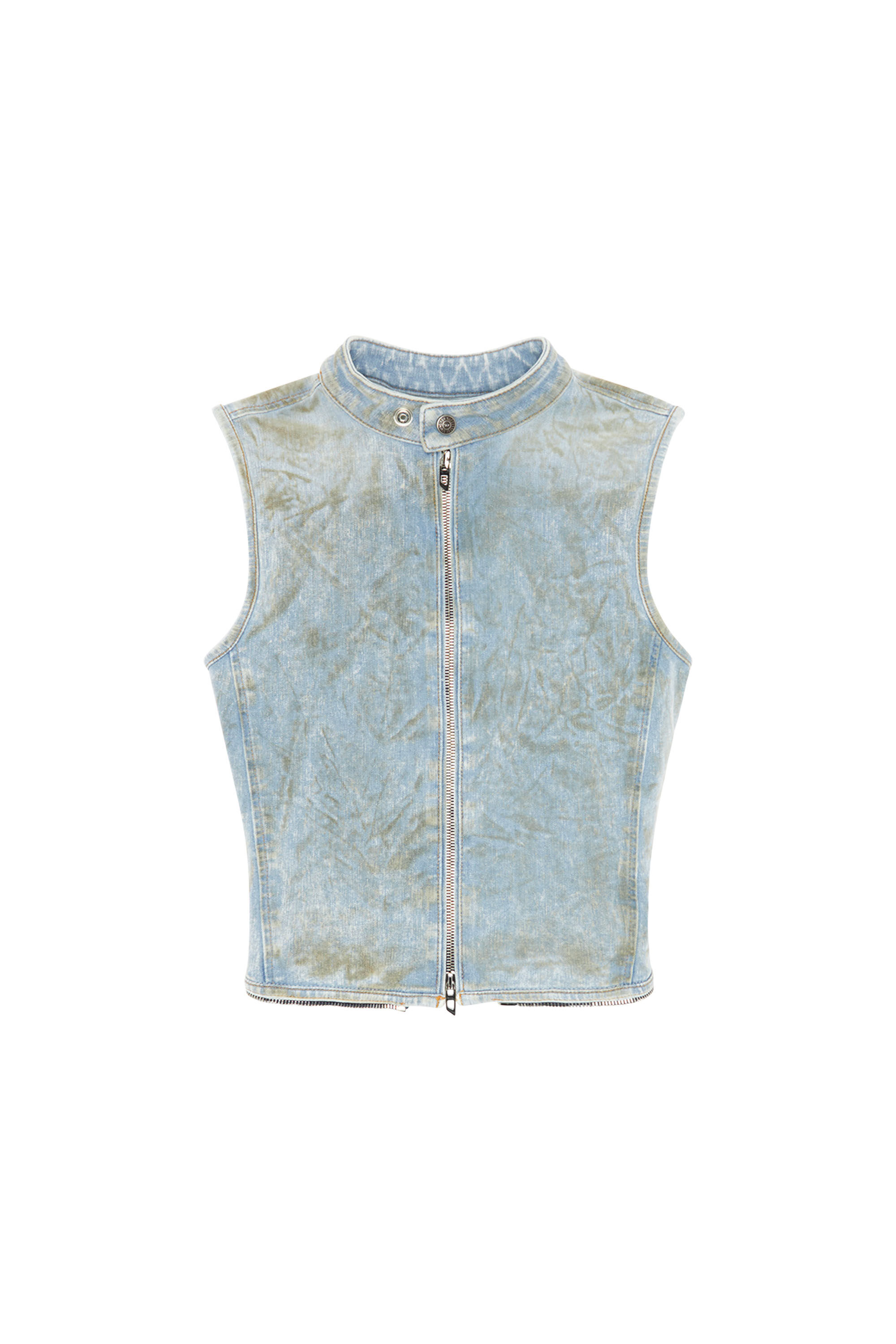 Diesel - DE-NATA-FSE, Top de denim de segunda piel con detalles biker Mujer in Azul marino - 2