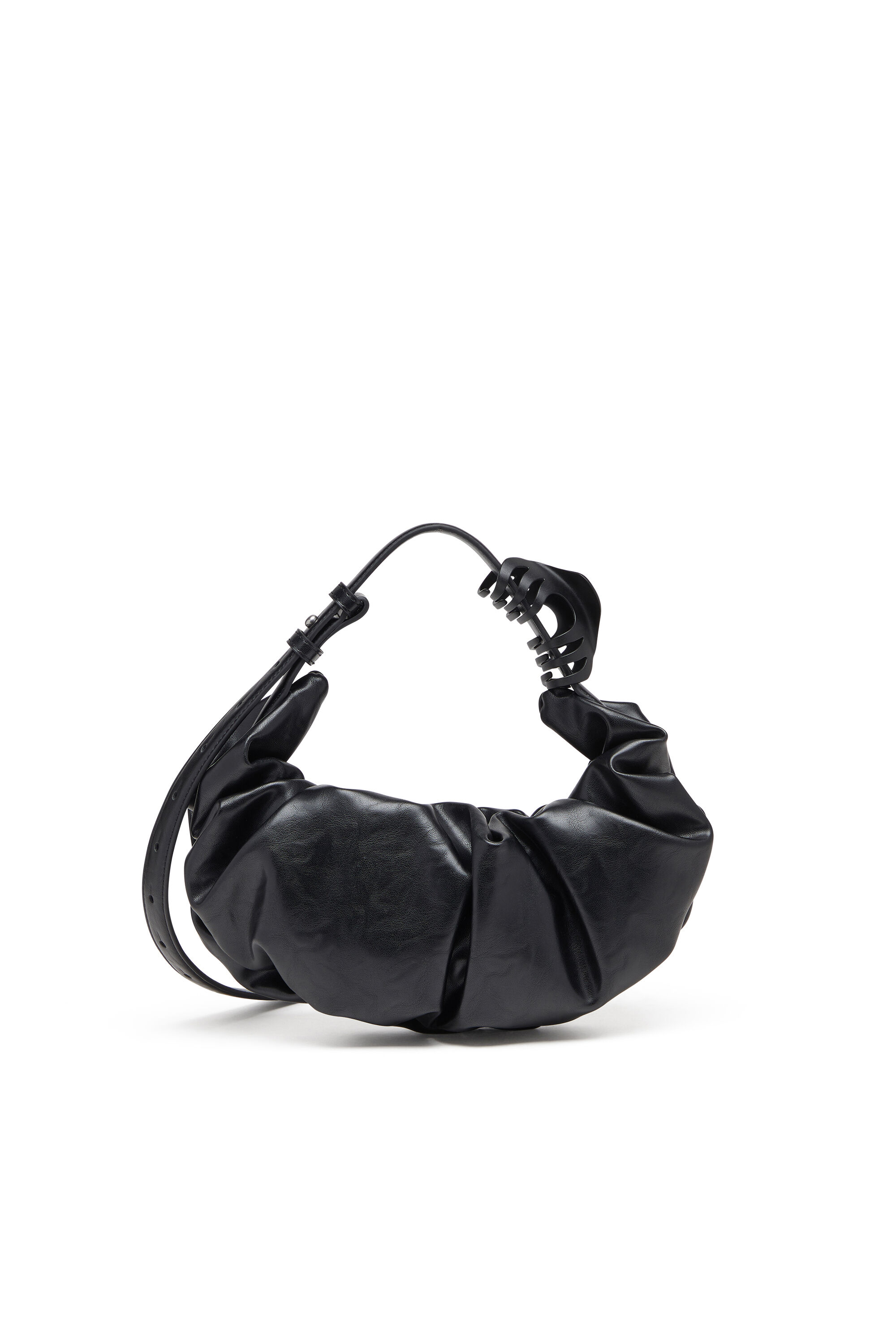 Diesel - GRAB-D HOBO S, Bolso hobo pequeño fruncido en PU brillante Mujer in Negro - 2