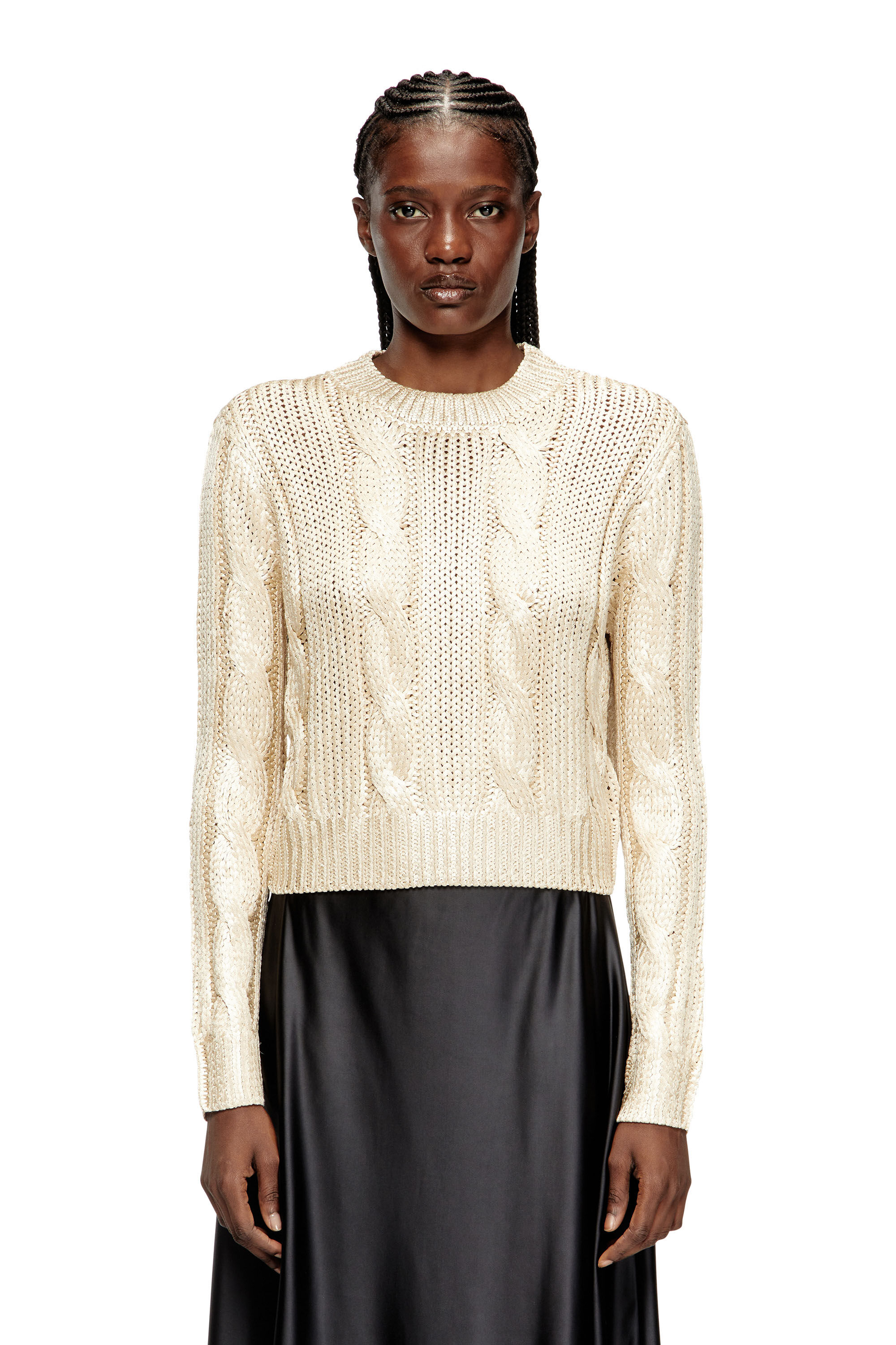 Diesel - M-MICCHA, Jersey de punto trenzado con efecto brillante Mujer in ToBeDefined - 3