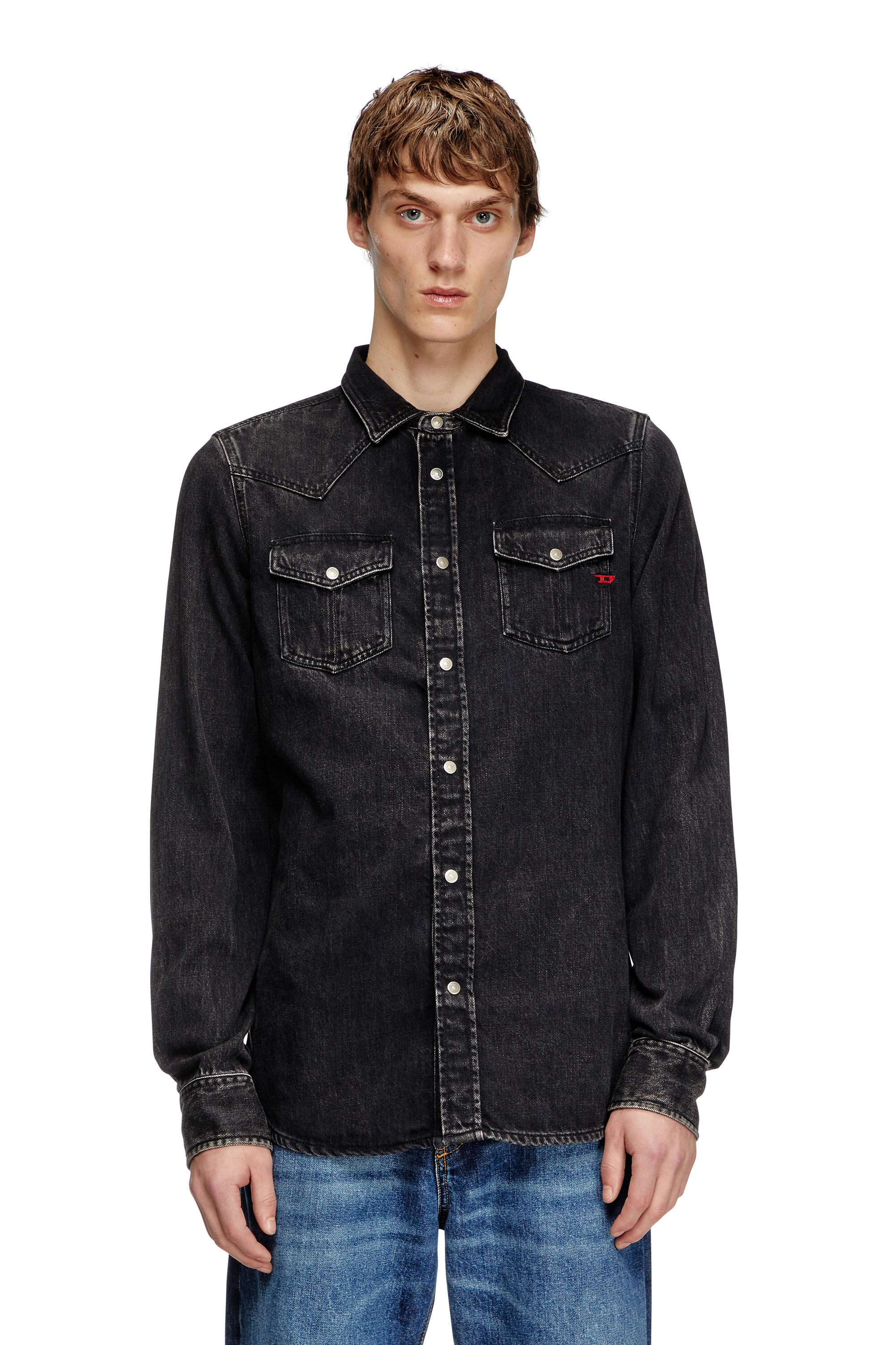 Diesel - D-VEGA, Sobrecamisa en denim de Tencel Hombre in Negro - 3