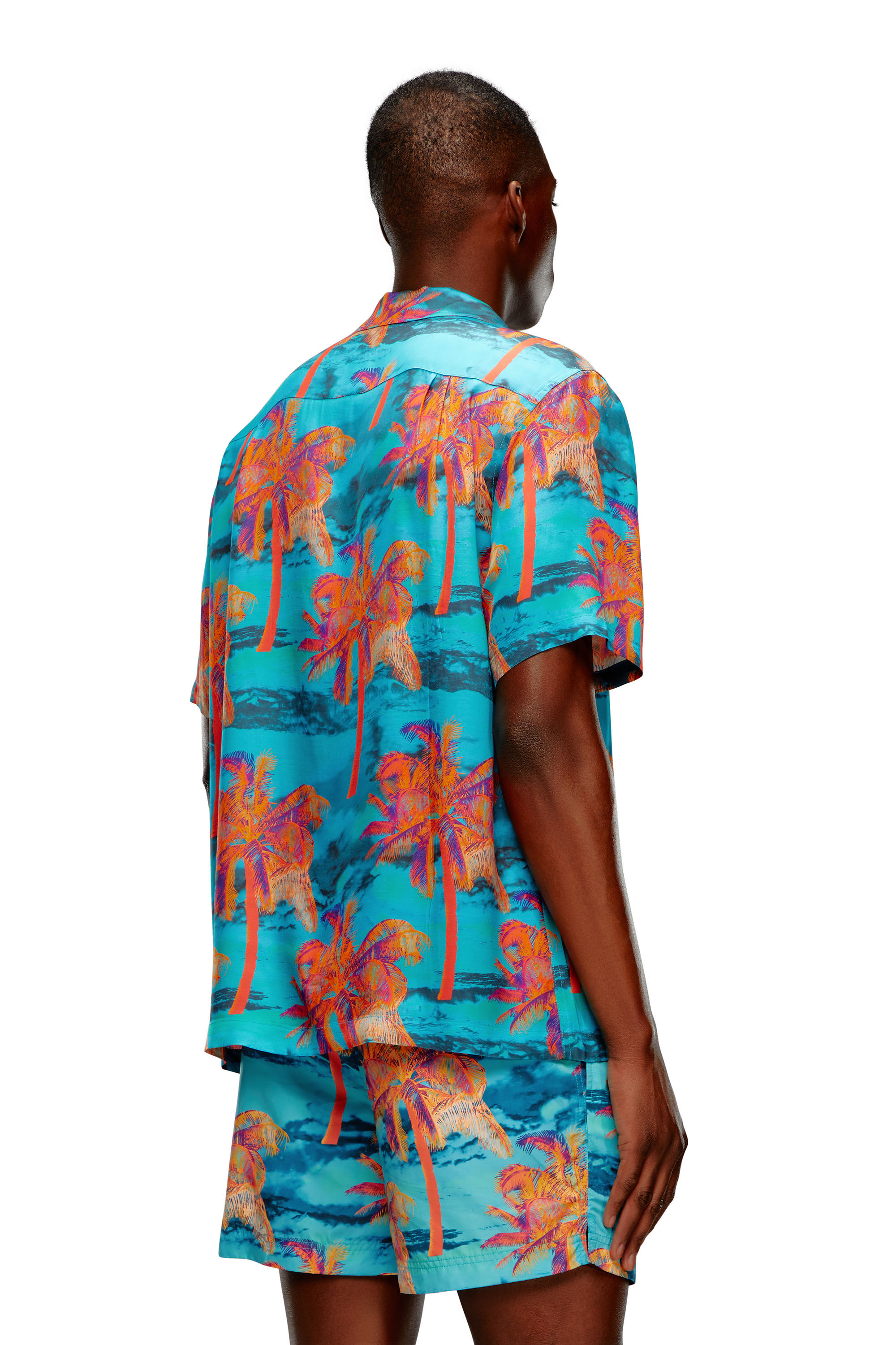Diesel - BMOWT-ADRIAN, Shorts de baño de longitud media con estampado tie-dye Hombre in Azul marino - 3