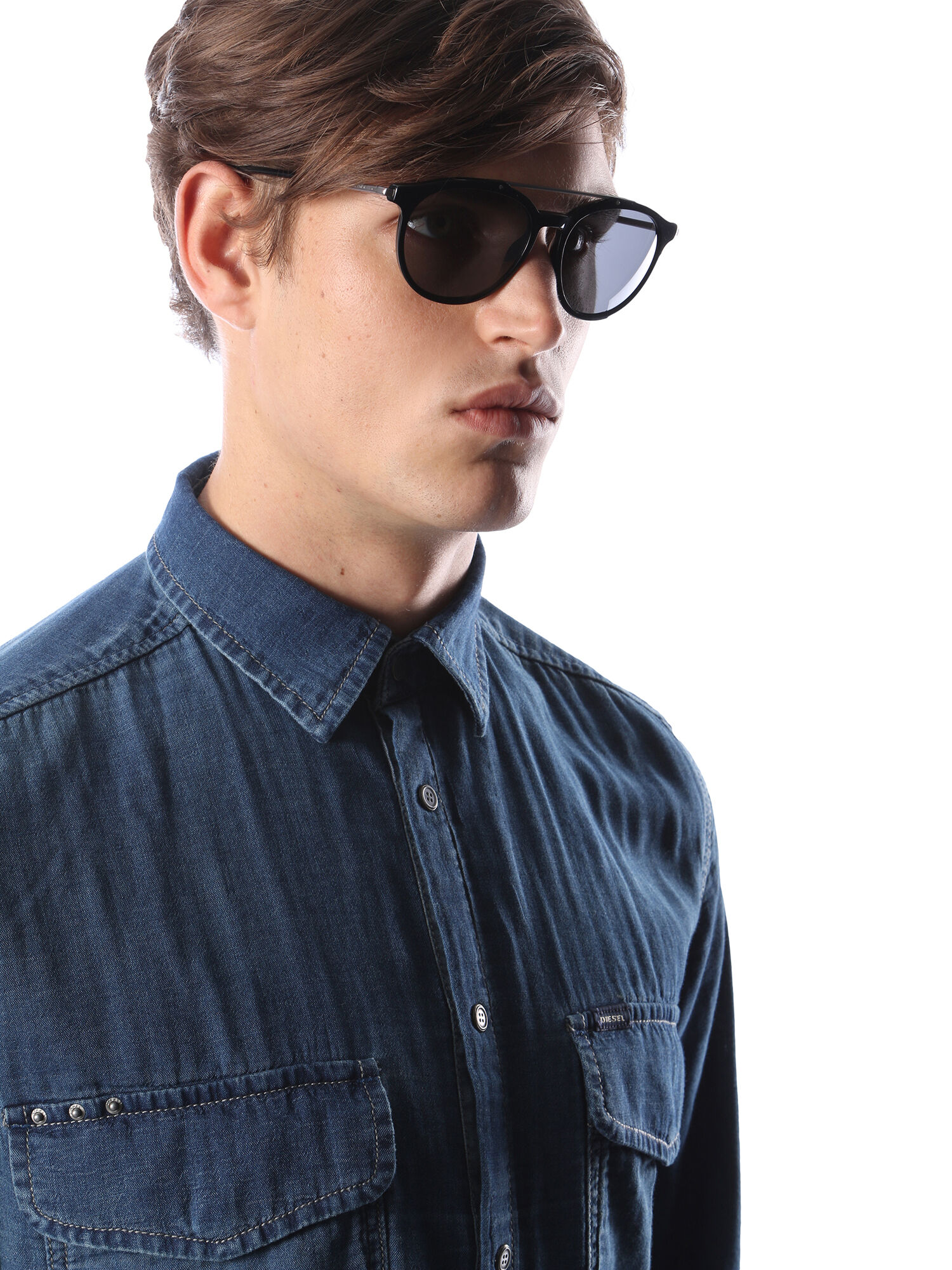 Diesel - DM0188, Gafas de estilo vintage con detalles metálicos Unisex in Negro - 4