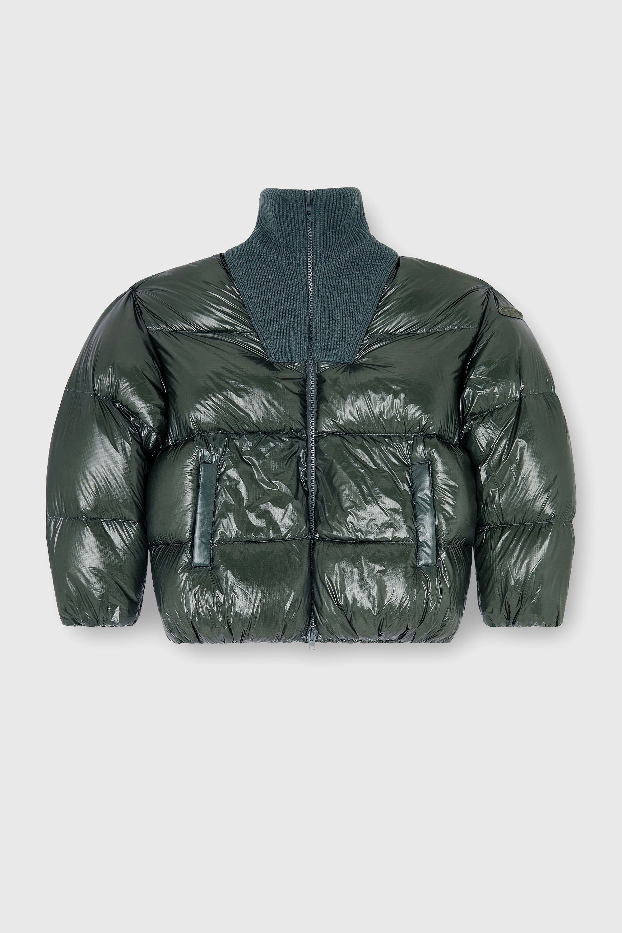 Diesel - W-RIBB, Chaqueta acolchada de plumas en ripstop con cuello de canal&eacute; Hombre in Verde - 2
