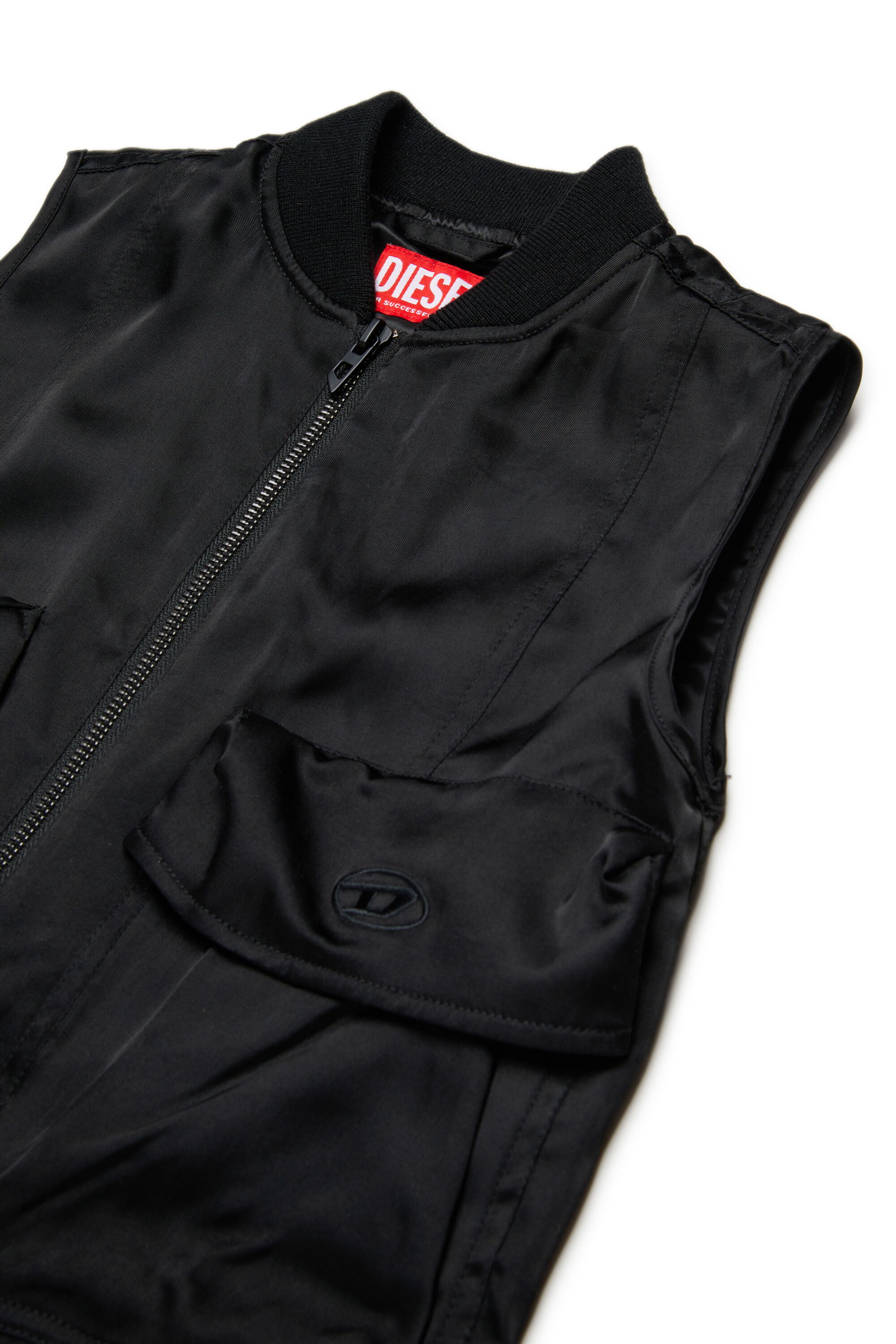 Diesel - JSAFFY, Chaleco de sat&eacute;n con bolsillos utilitarios Mujer in Negro - 3