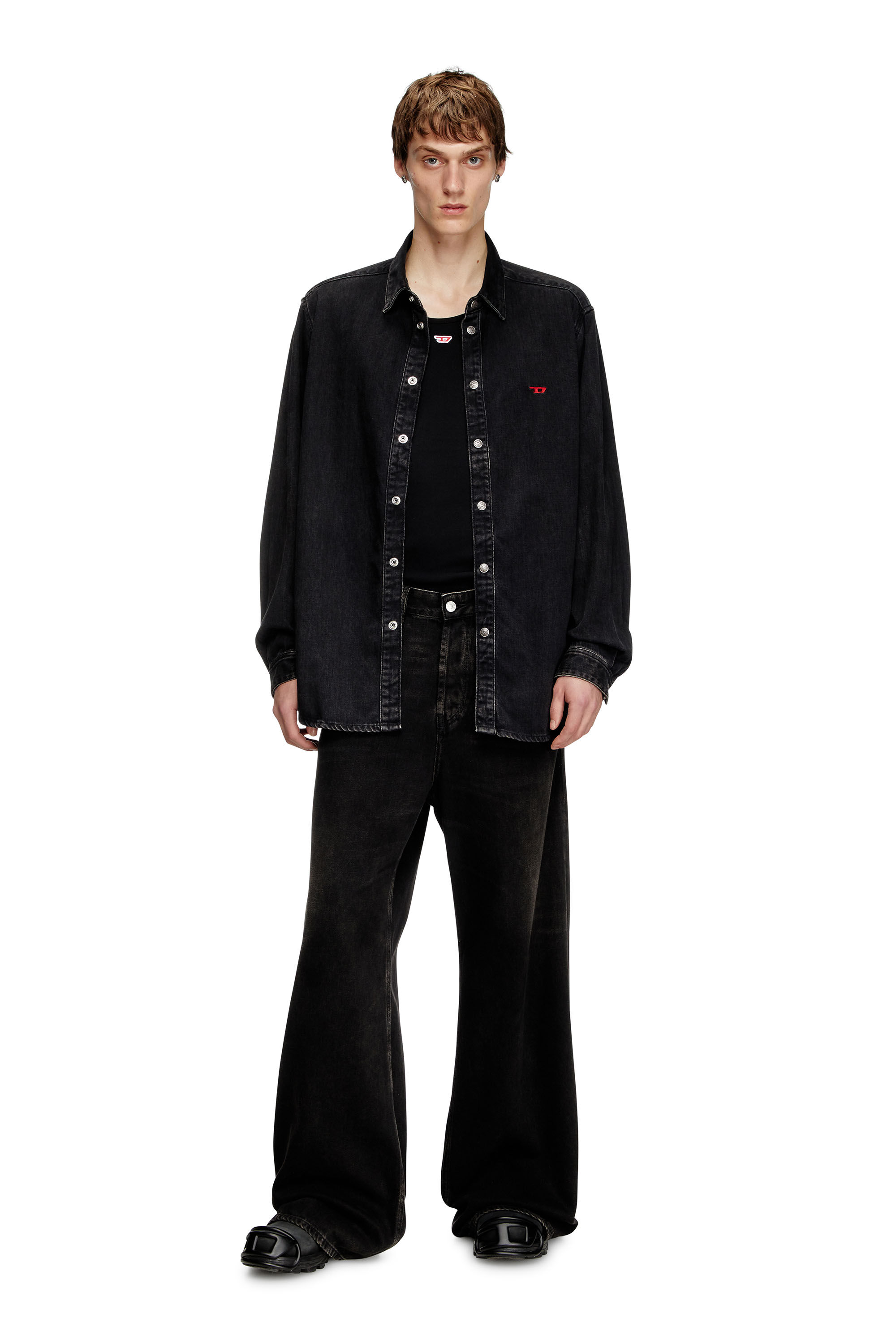Diesel - D-SIMPLY, Camisa en denim de TENCEL Hombre in Negro - 1