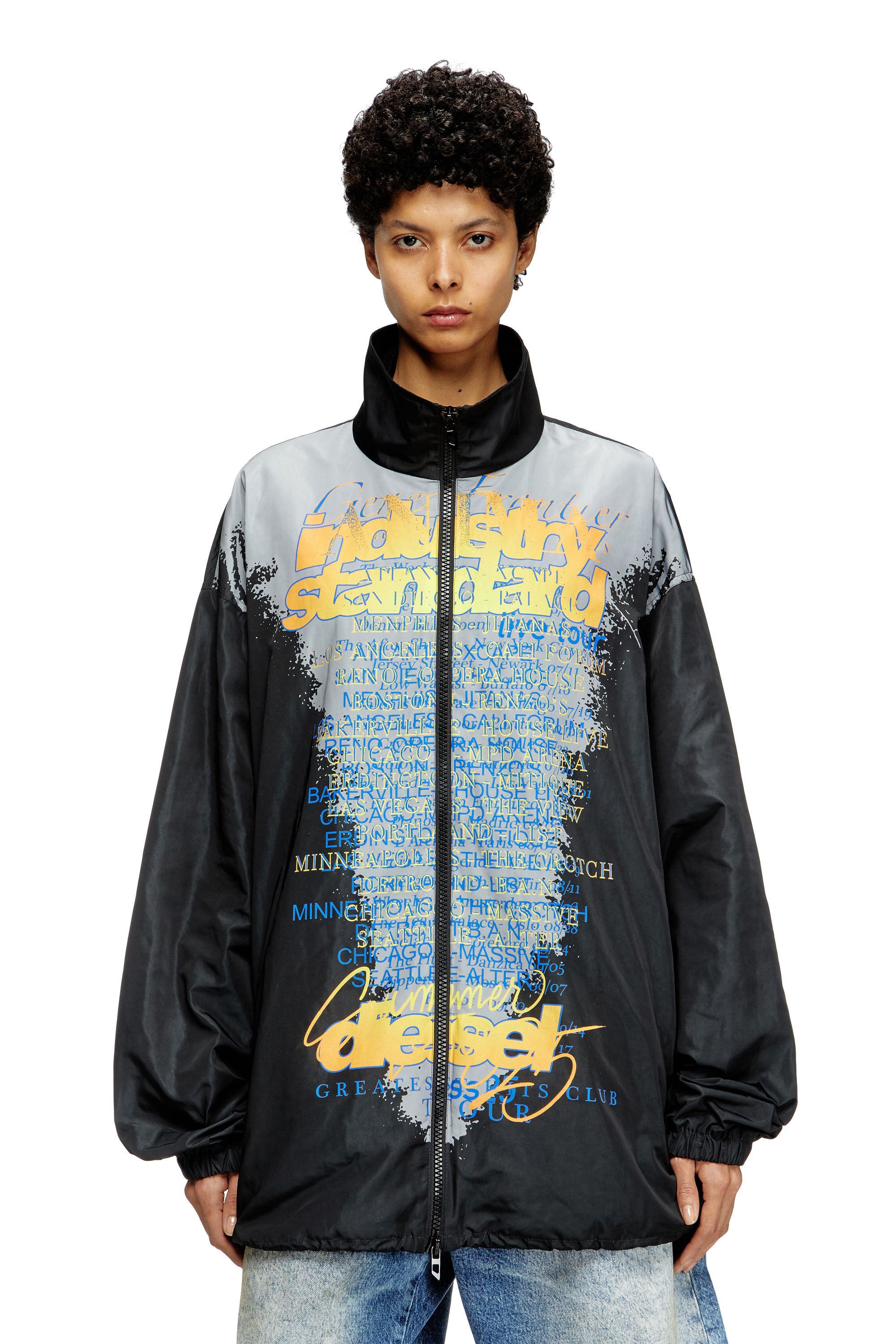 Diesel - J-ERIK, Chaqueta de tejido técnico con estampado de letras de canciones Unisex in Negro - 6