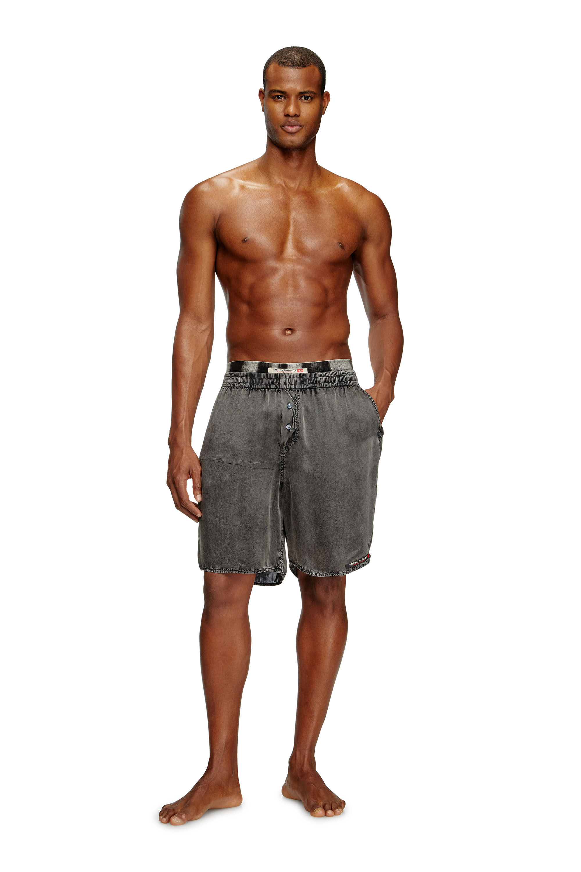 Diesel - SILVO-DNM, Bóxers extra largos con efecto denim Hombre in Gris - 3