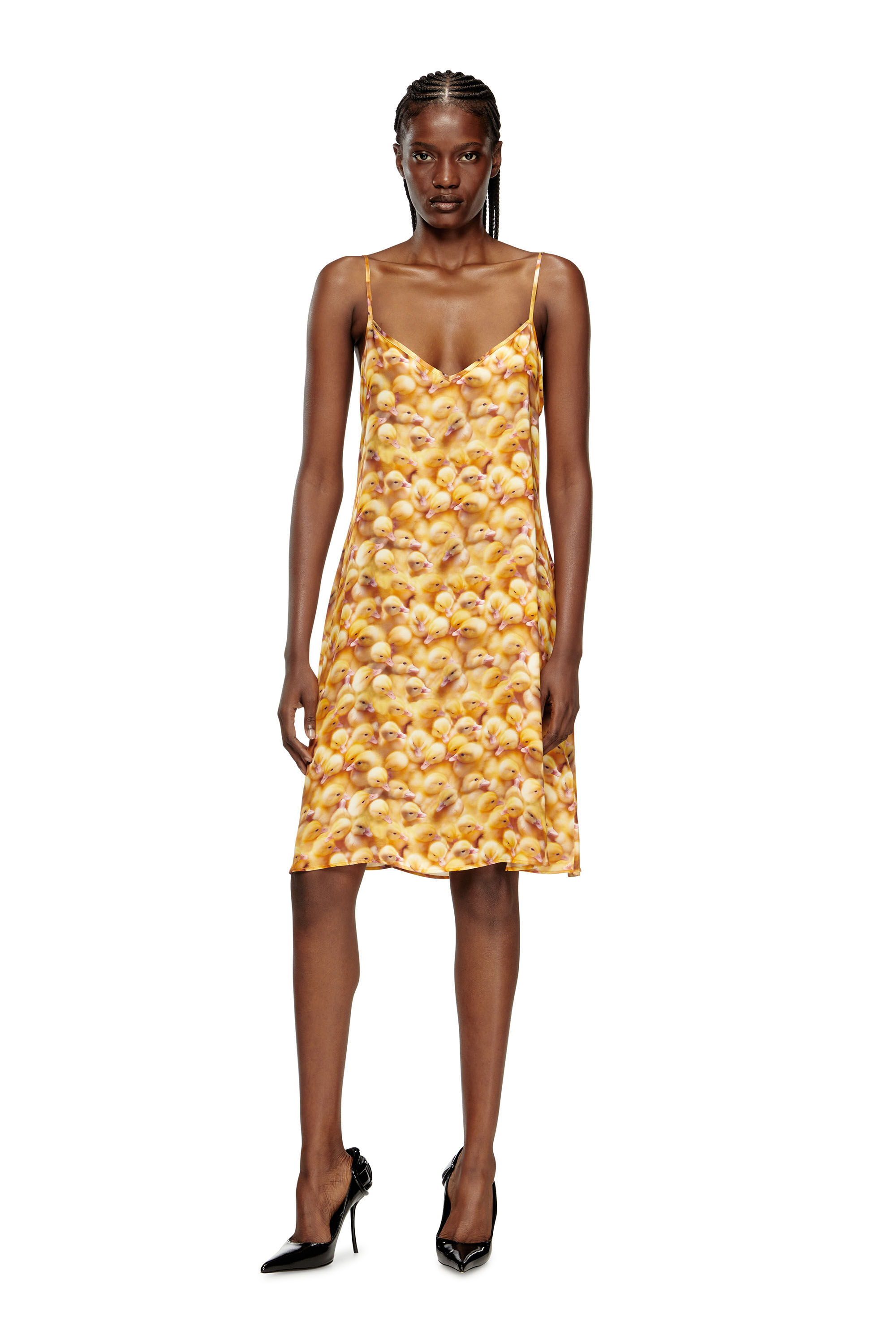 Diesel - D-ULCET, Vestido mini de viscosa con estampado integral Mujer in Amarillo - 3