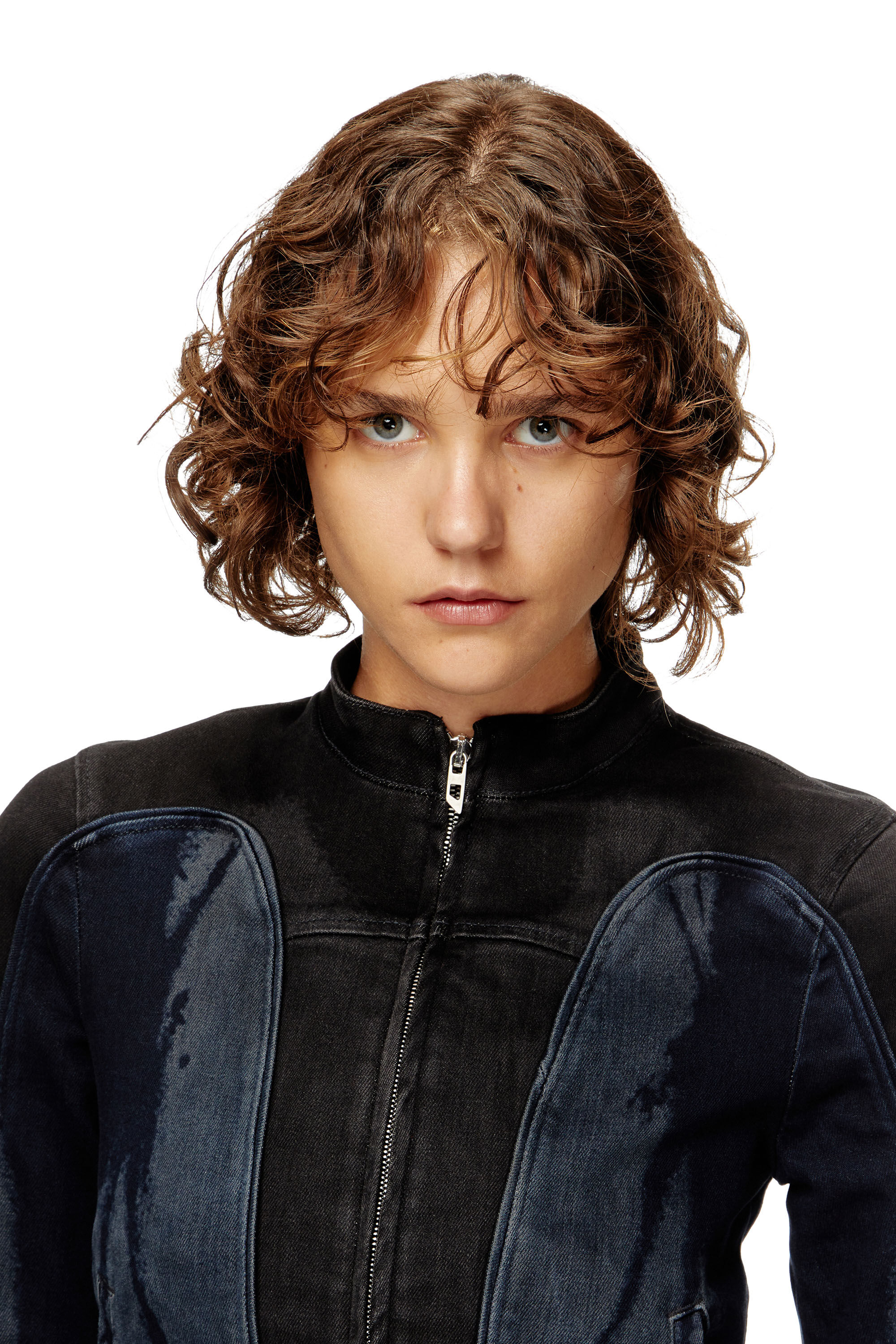 Diesel - DE-MORNY-S, Chaqueta de estilo biker en denim bicolor Mujer in Multicolor - 5