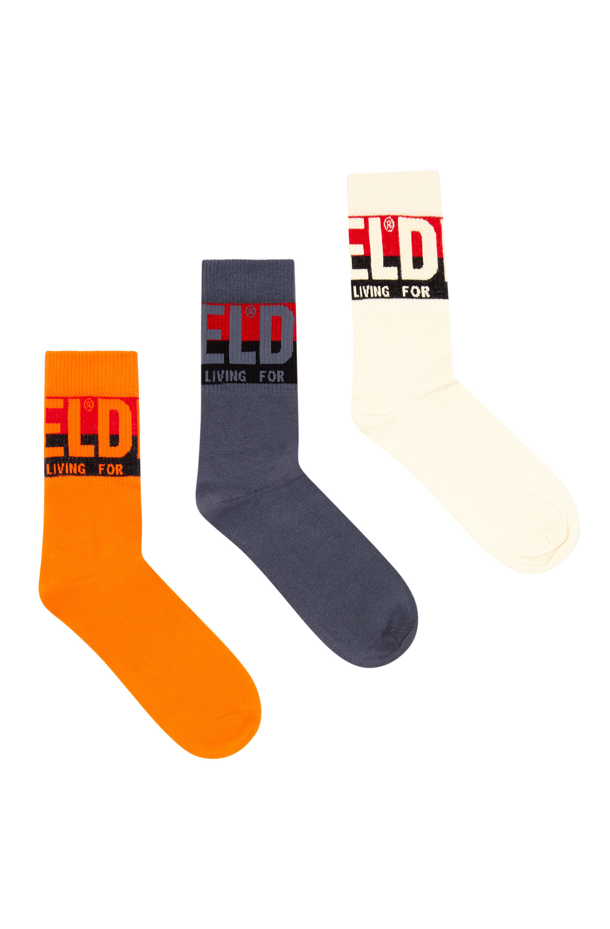 Diesel - SKM-RAY-THREEPACK, Paquete de tres calcetines con logotipo en los puños Hombre in Multicolor - 1