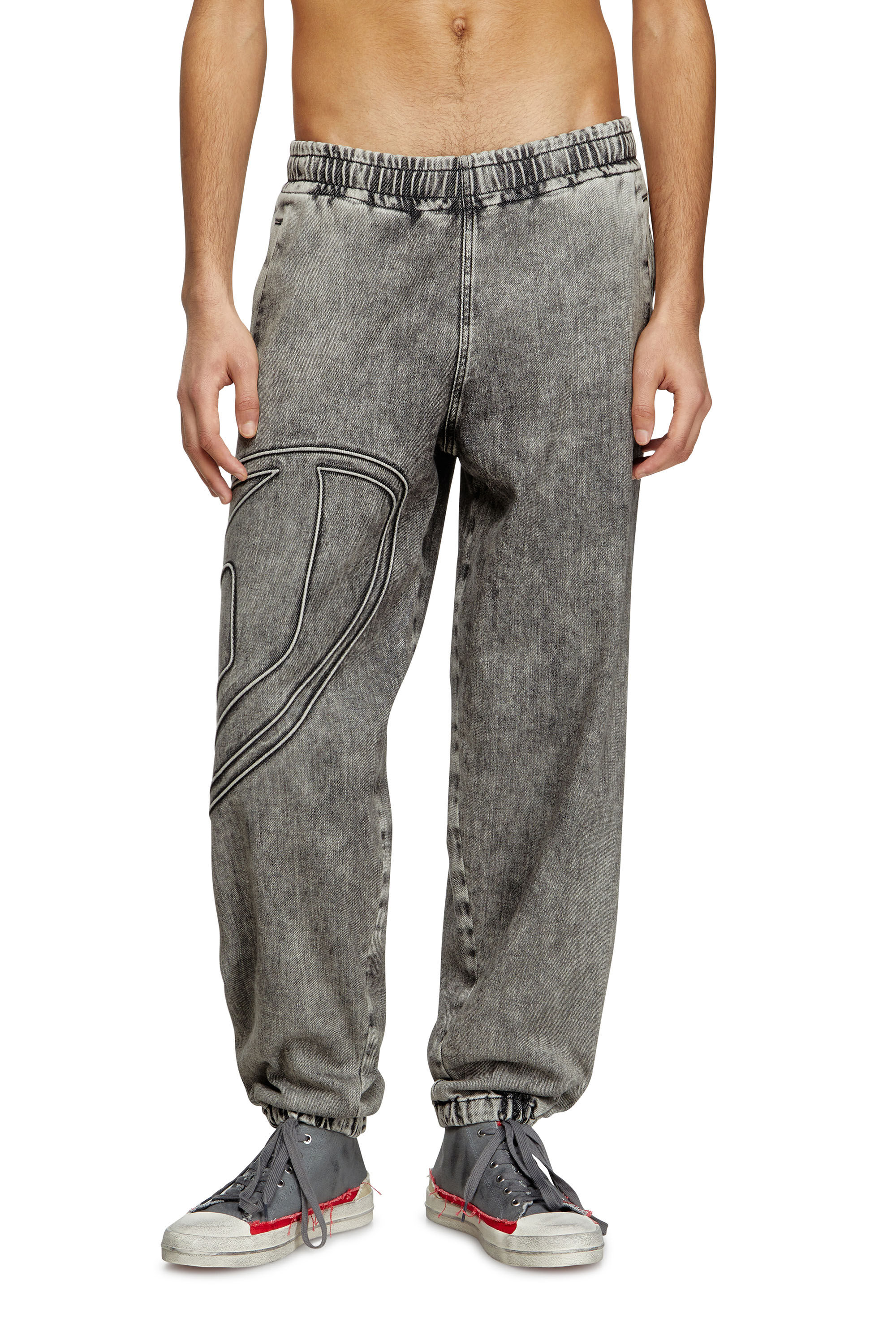 Diesel - Slim D-Pint Track Denim 0ABDA Unisex, Negro/Gris oscuro - 3