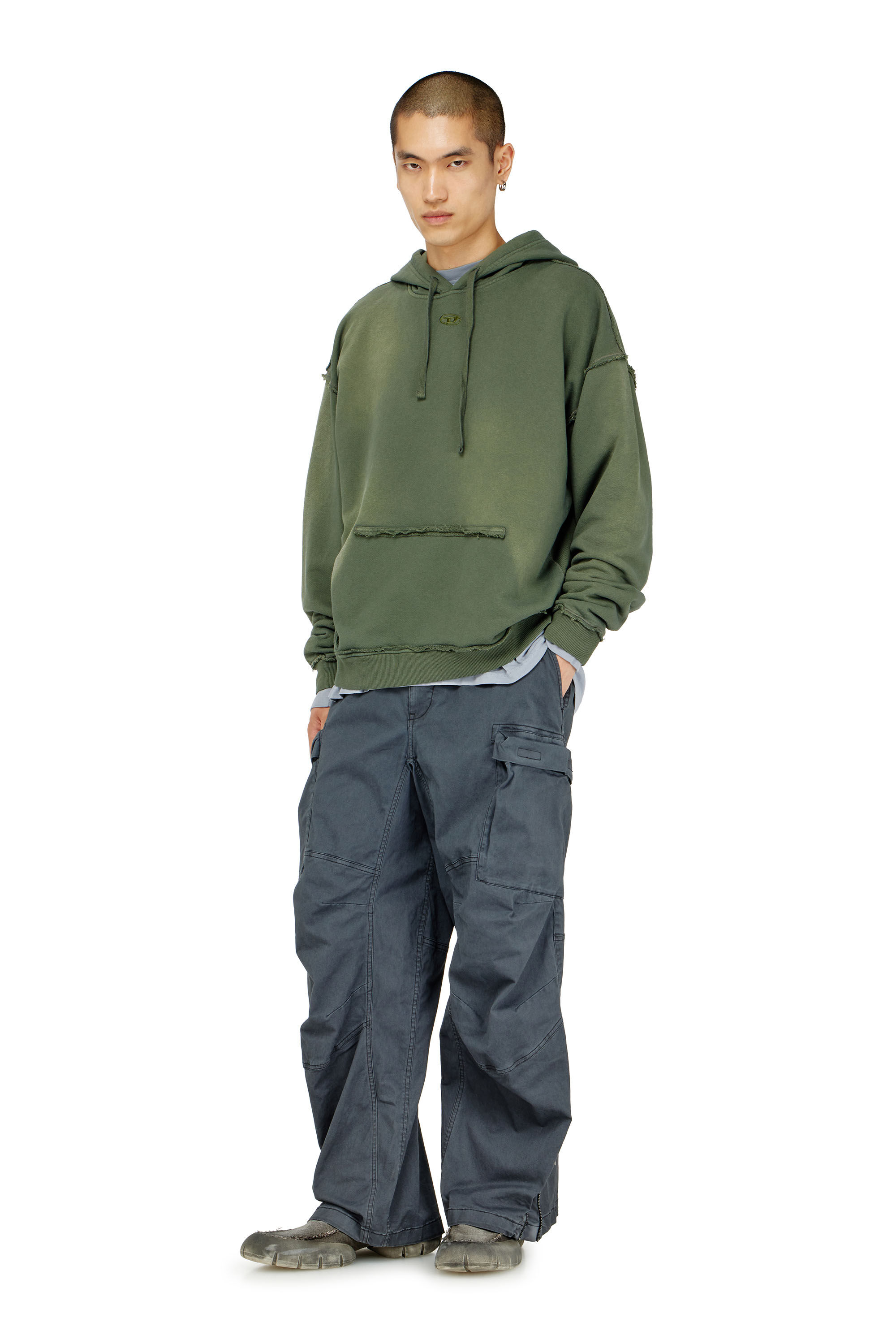 Diesel - S-POCK-HOOD, Sudadera de algod&oacute;n descolorida con detalles deshilachados Hombre in ToBeDefined - 1