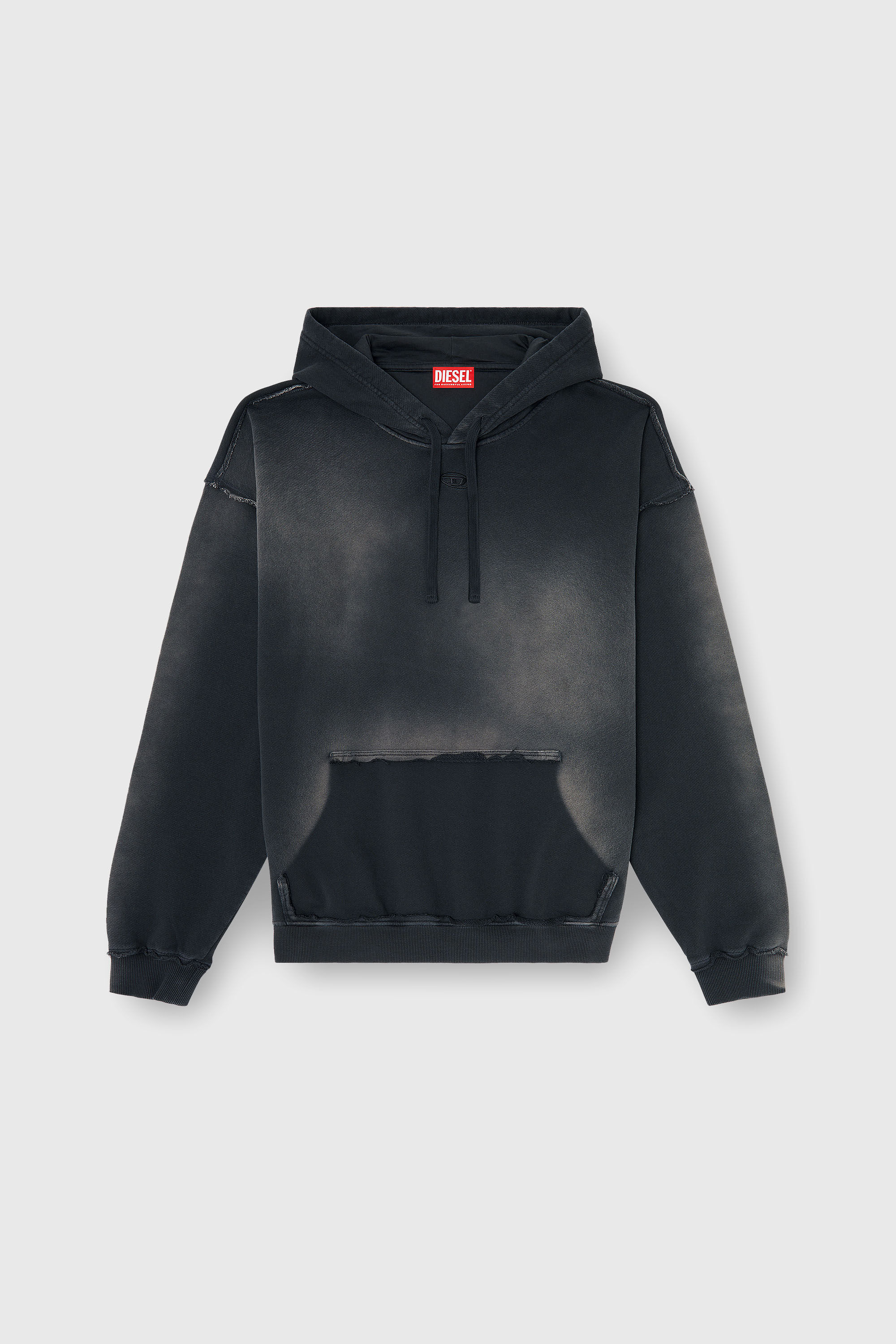 Diesel - S-POCK-HOOD, Sudadera de algod&oacute;n descolorida con detalles deshilachados Hombre in Multicolor - 2