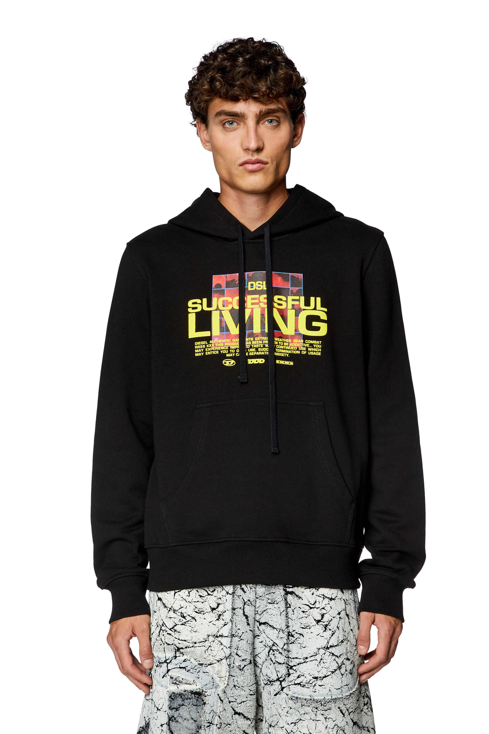 Diesel - S-GINN-HOOD-N1, Sudadera con capucha con letras en relieve Hombre in Negro - 3