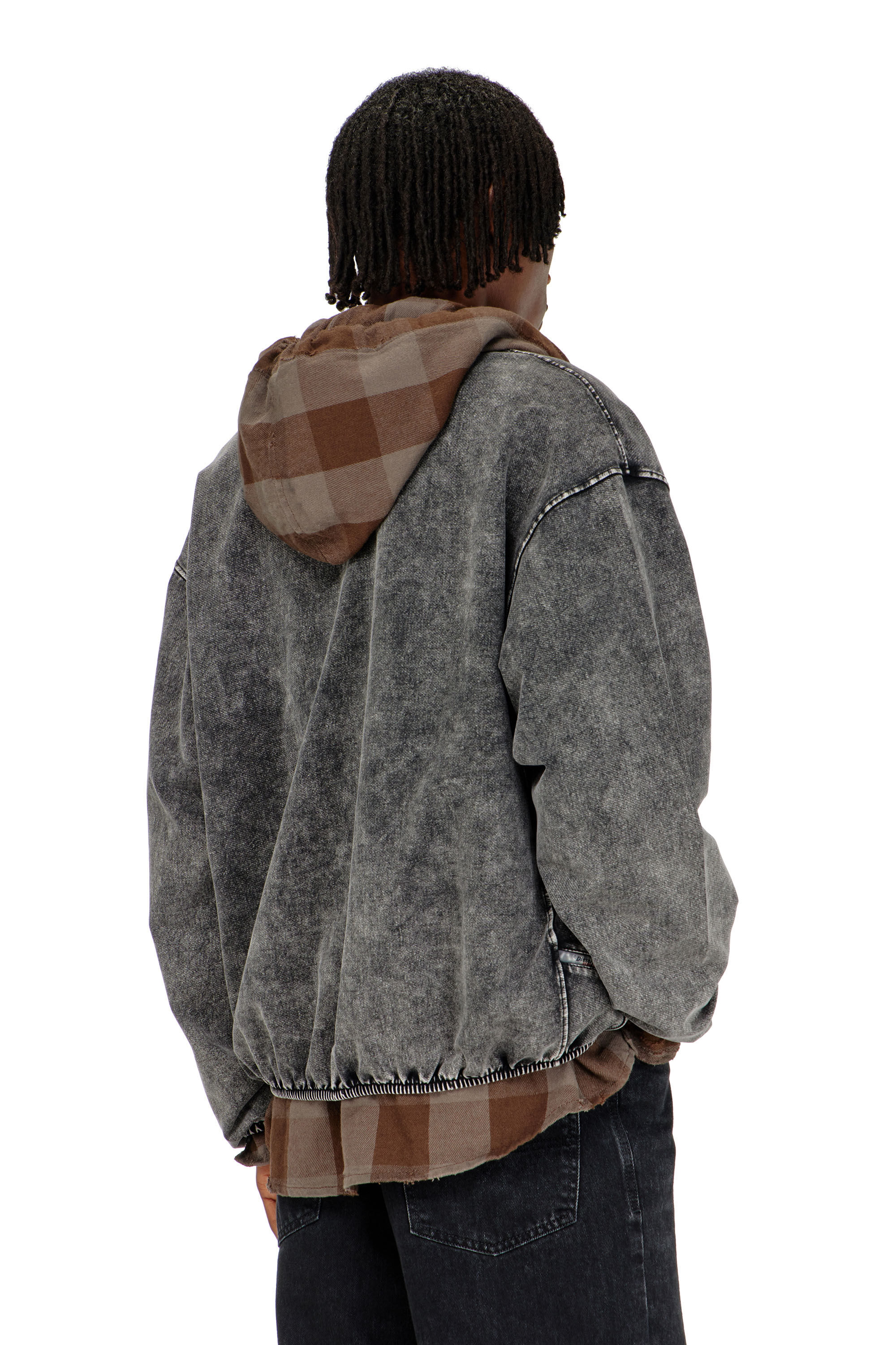 Diesel - S-CORSY, Chaqueta de felpa con efecto denim Hombre in Gris - 4