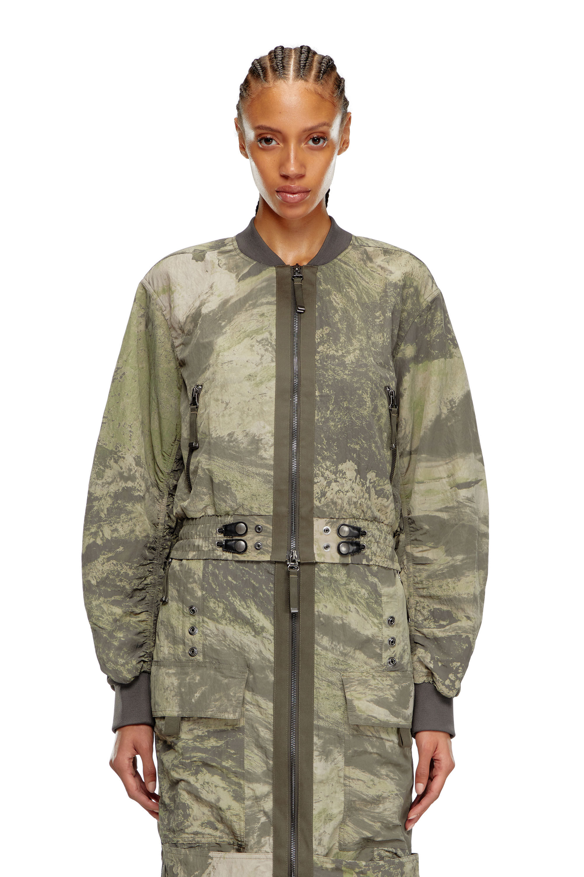 Women s Bomber jacket in light nylon Green Diesel