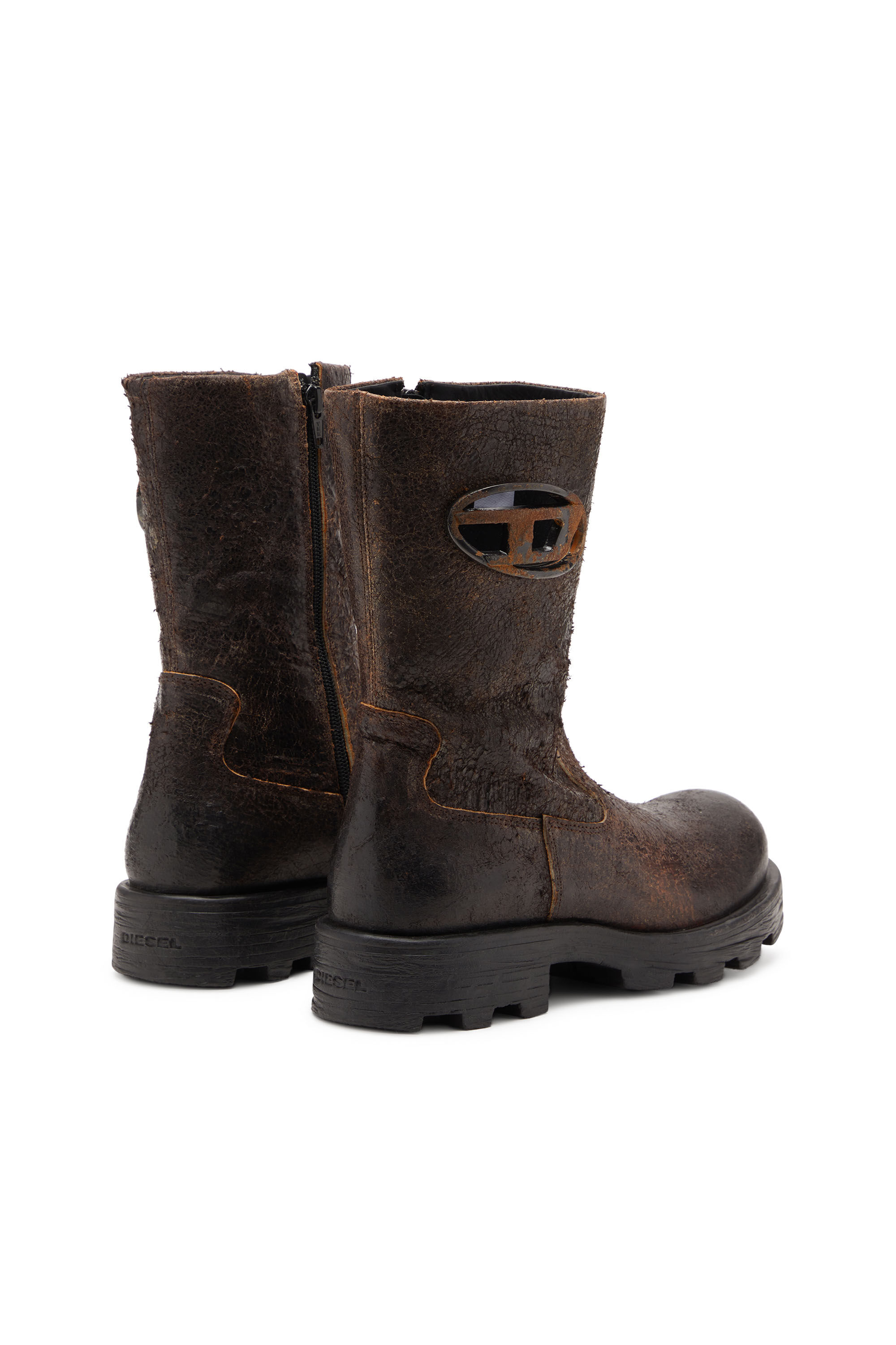 Diesel - D-HAMMER BKR D W, D-Hammer-Botas tipo motorista de ante craquelado desgastado Mujer in Marrón - 3