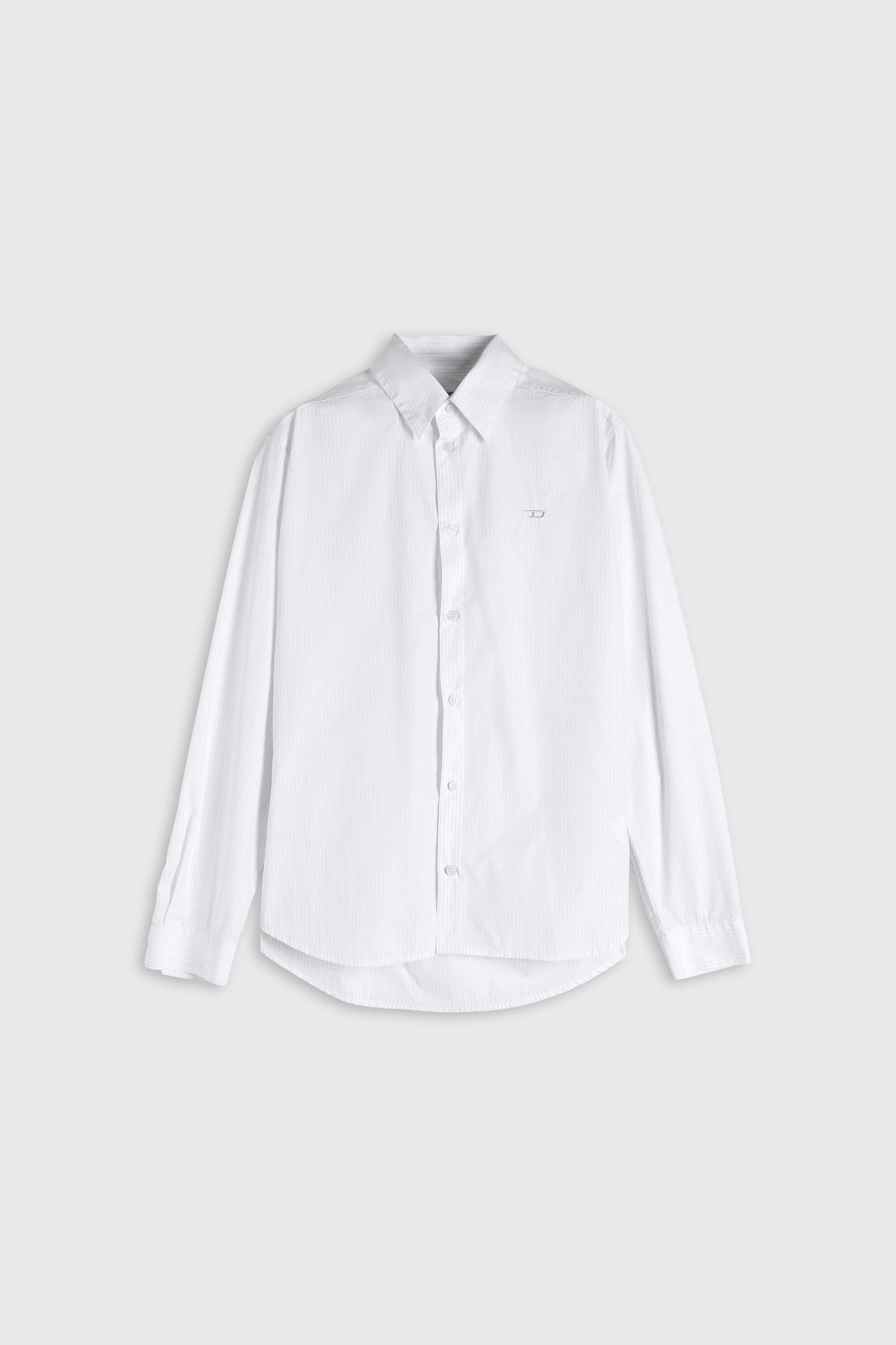 Diesel - S-SIMPLY-NA-DNAN, Man's Striped shirt in cotton with D embroidery in White - 2