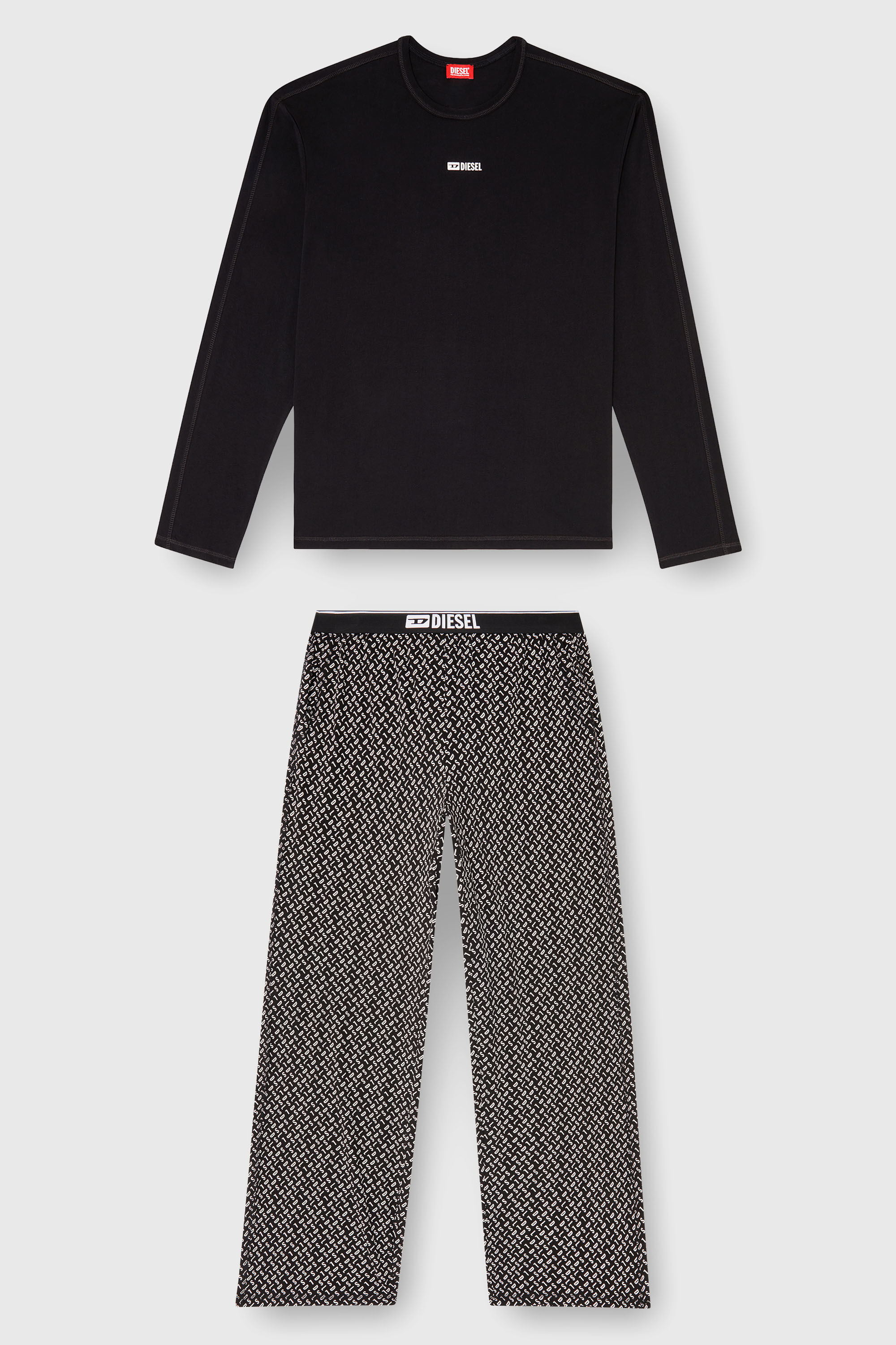Diesel - SET-NOLAN-D-BOX, Pijama de algod&oacute;n con pantal&oacute;n estampado Hombre in Negro - 2