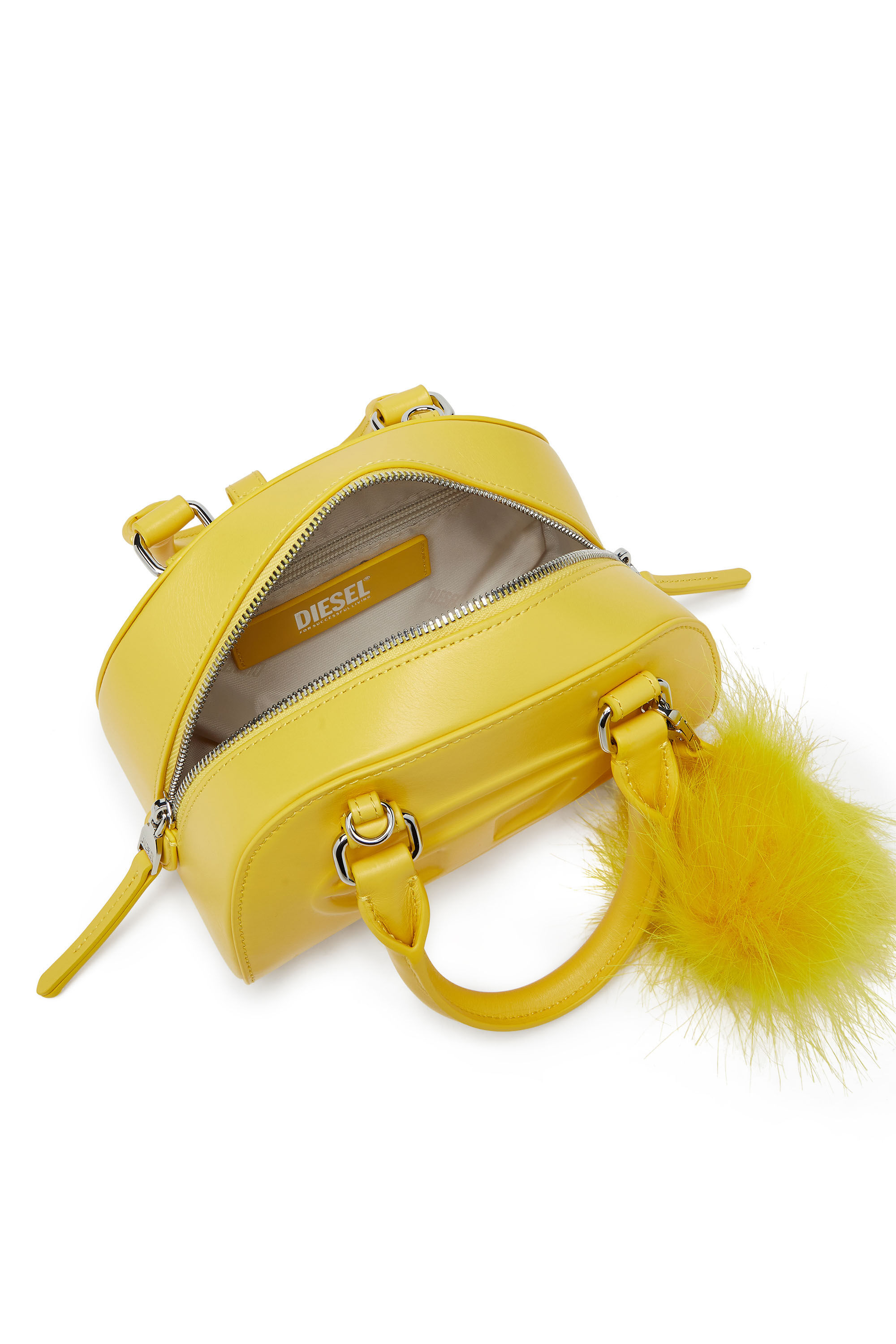 Diesel - 1DR DOME CROSSBODY, Mini bolso tipo bowling en cuero napa Mujer in Amarillo - 4