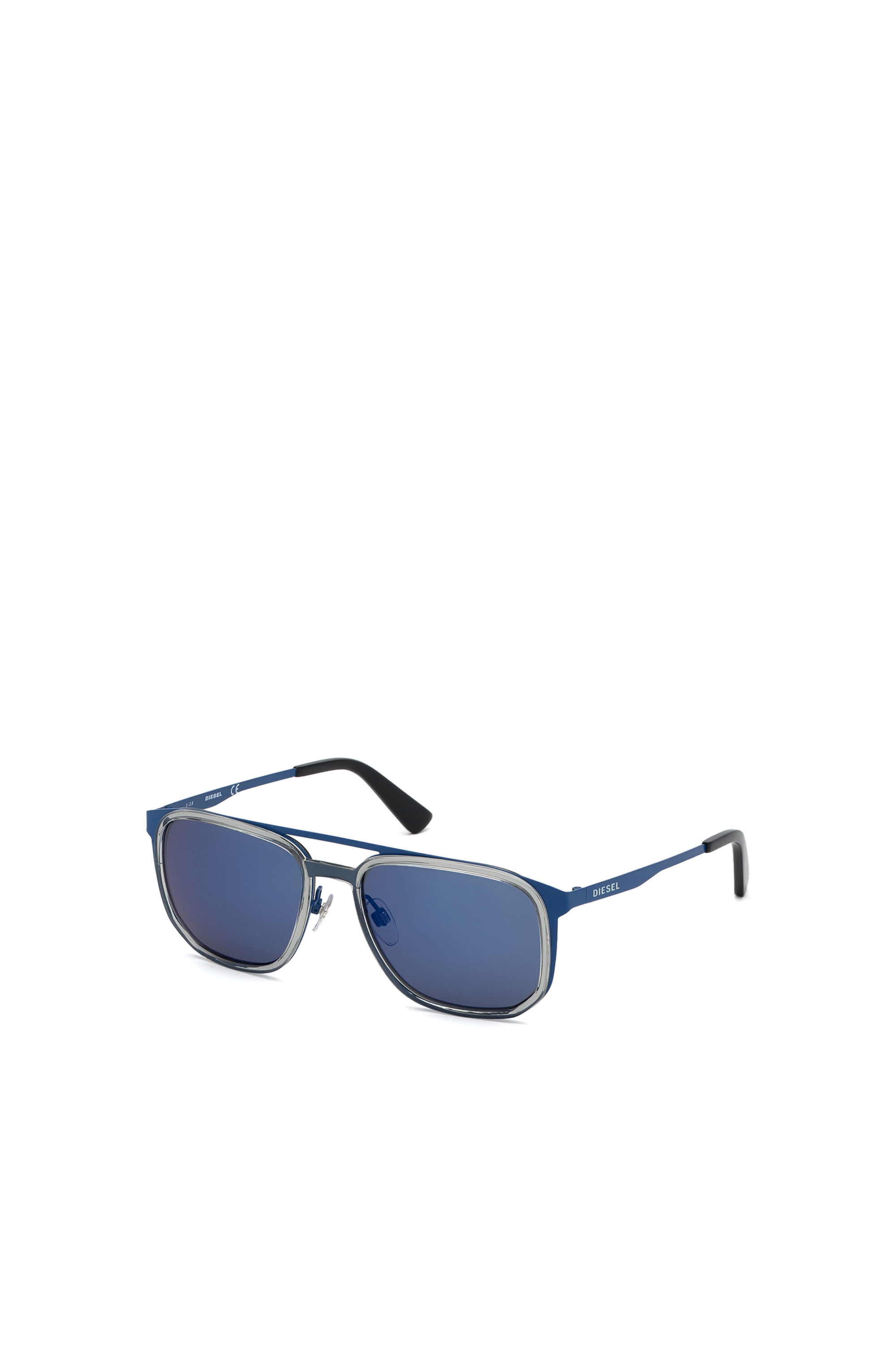 Diesel - DL0294, Gafas de sol de estilo aviador en metal y acetato Hombre in Azul marino - 2