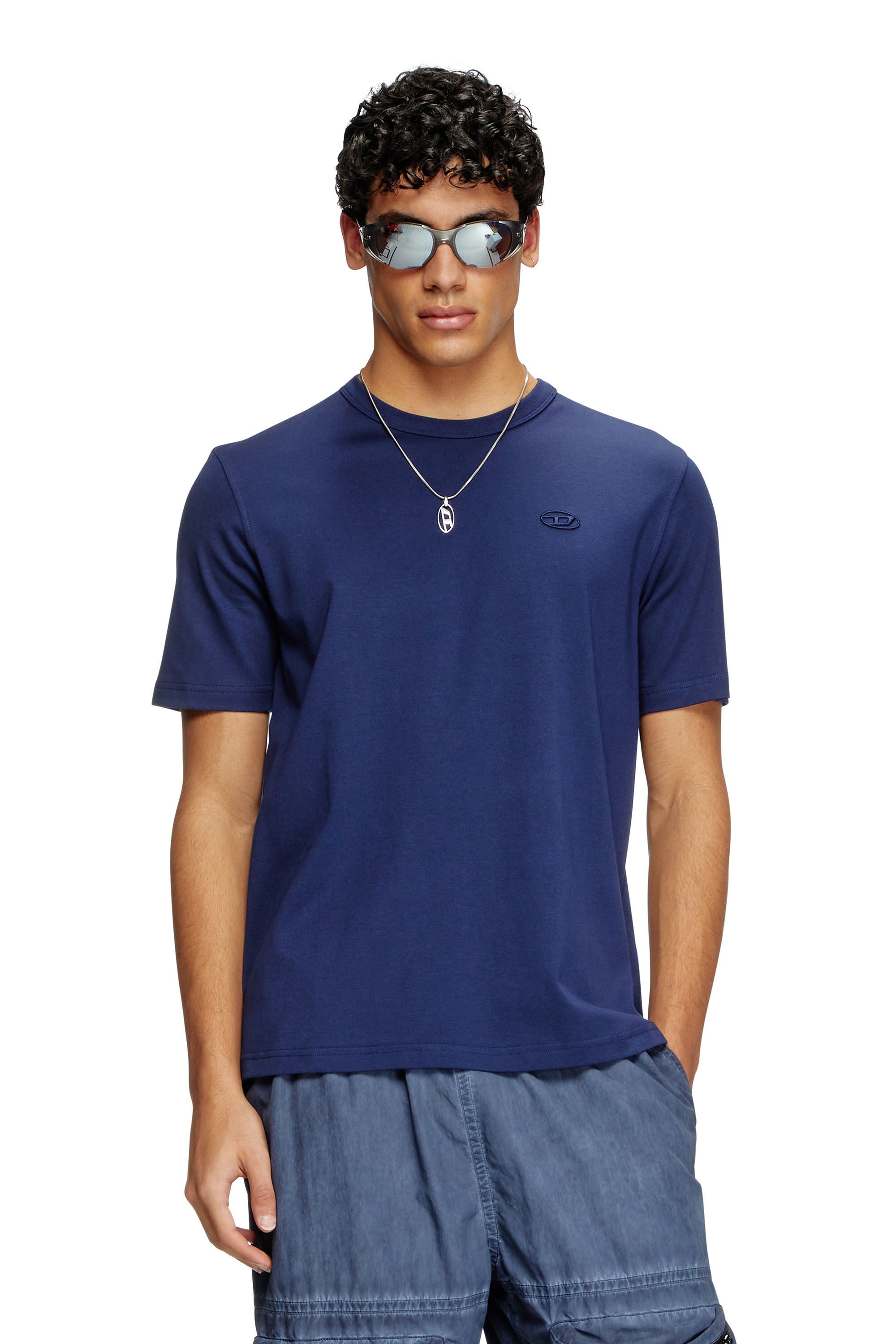Diesel - T-ADJUST-SLITS-R17, Camiseta con bordado de logotipo a tono Hombre in Azul marino - 3