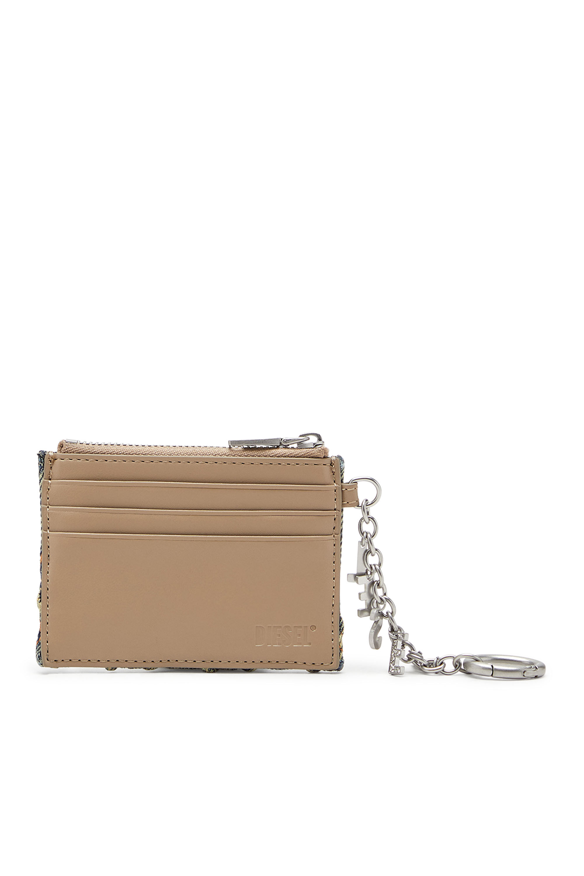 Diesel - CARD HOLDER WITH CHAIN, Tarjetero de denim acolchado con motivo argyle Mujer in Azul marino - 2