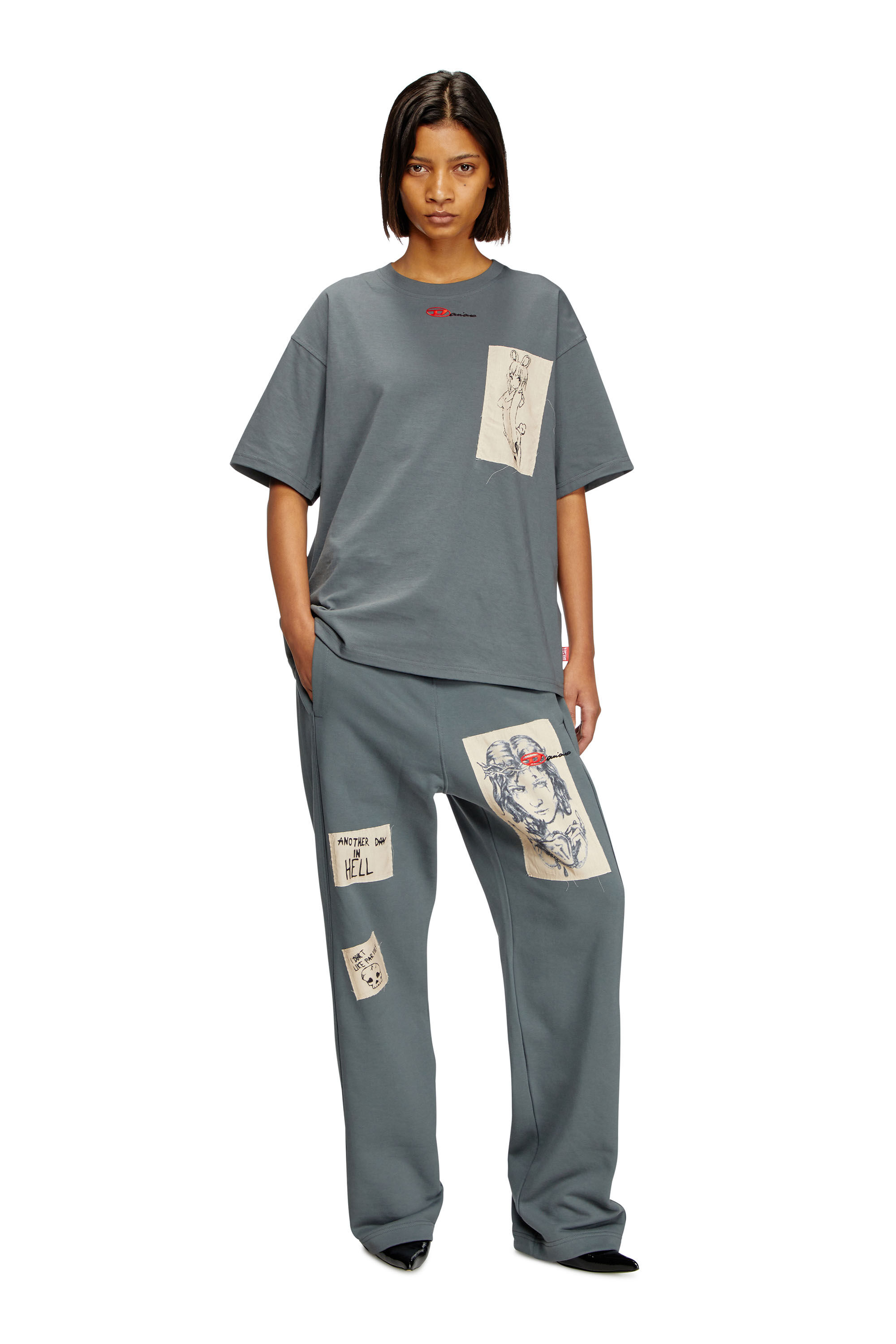 Diesel - T-BOXT-1P-DD, Camiseta con parche de tatuaje Unisex in Gris - 6