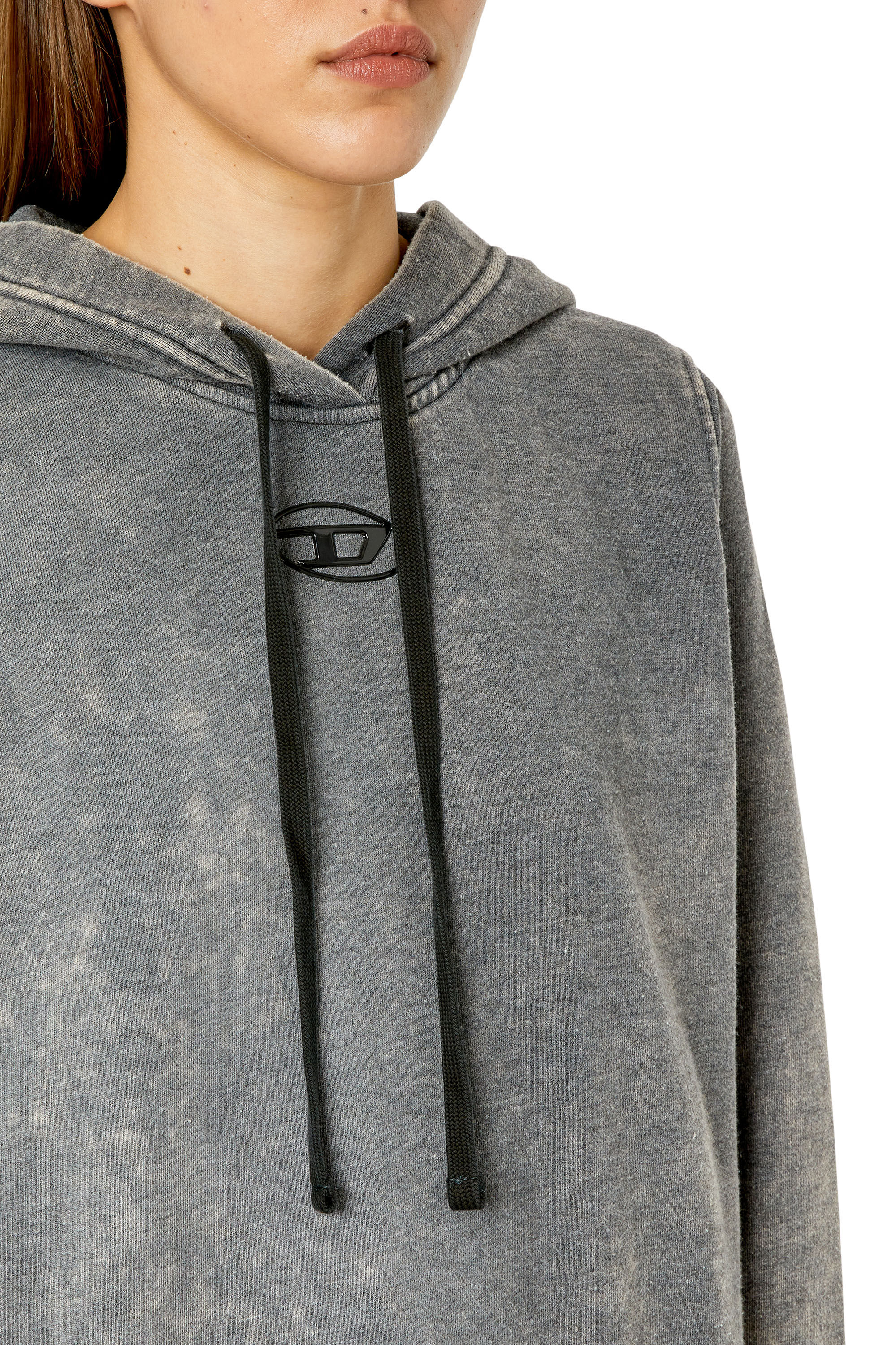 Diesel - F-REGGY-HOOD-G2, Sudadera con capucha con logotipo moldeado por inyección Mujer in Gris - 6