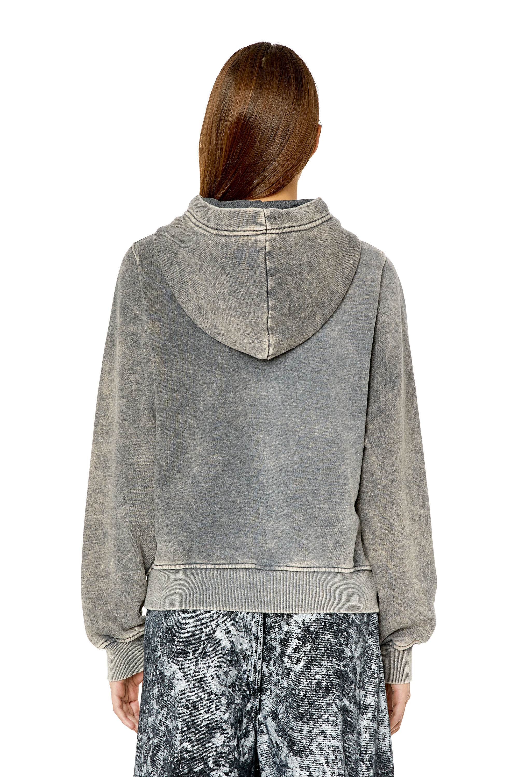 Diesel - F-REGGY-HOOD-G2, Sudadera con capucha con logotipo moldeado por inyección Mujer in Gris - 4