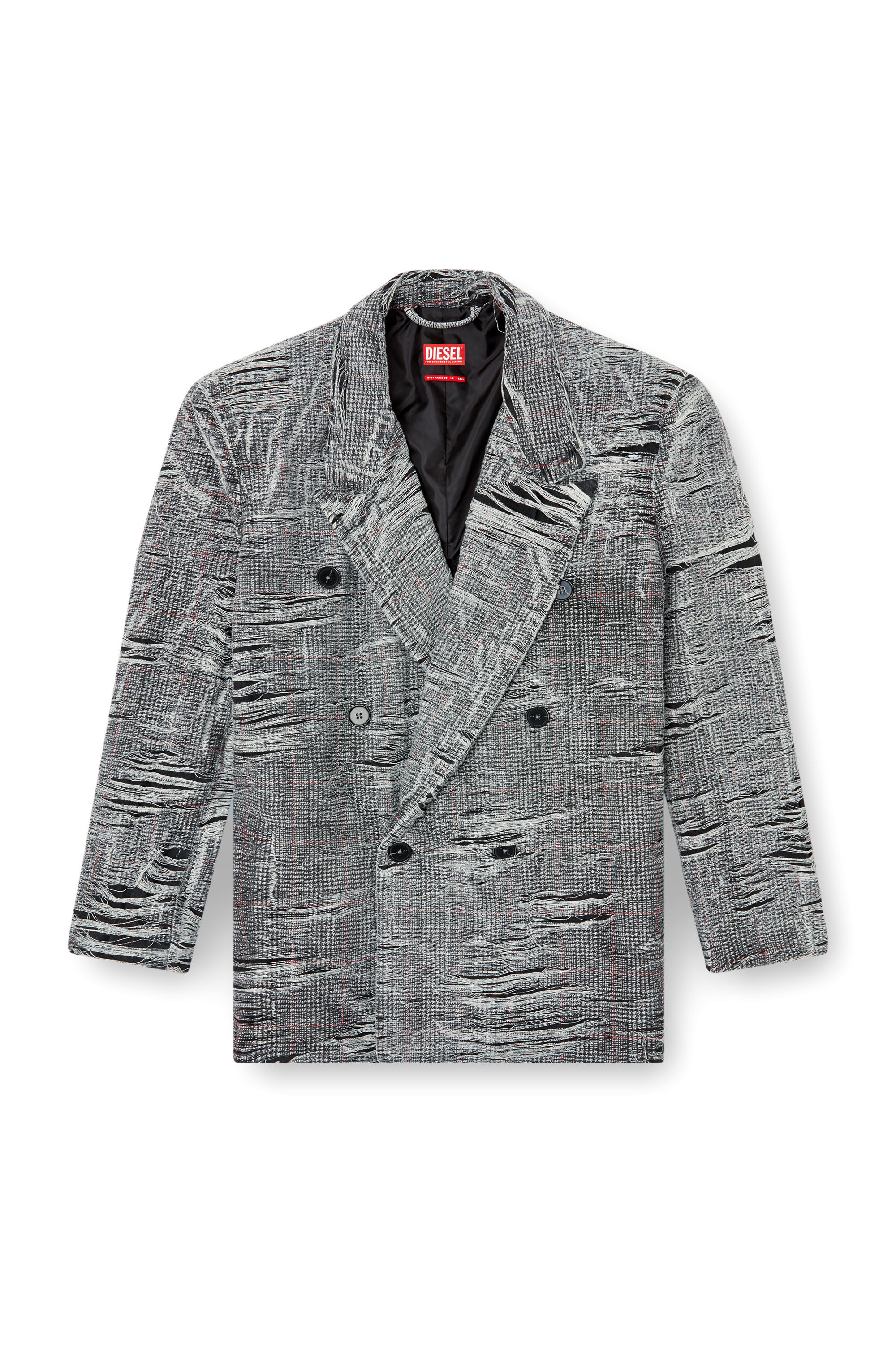 Diesel - D-PEKKA-FSG, Americana en tejido denim Príncipe de Gales con efecto desgastado Hombre in Gris - 2
