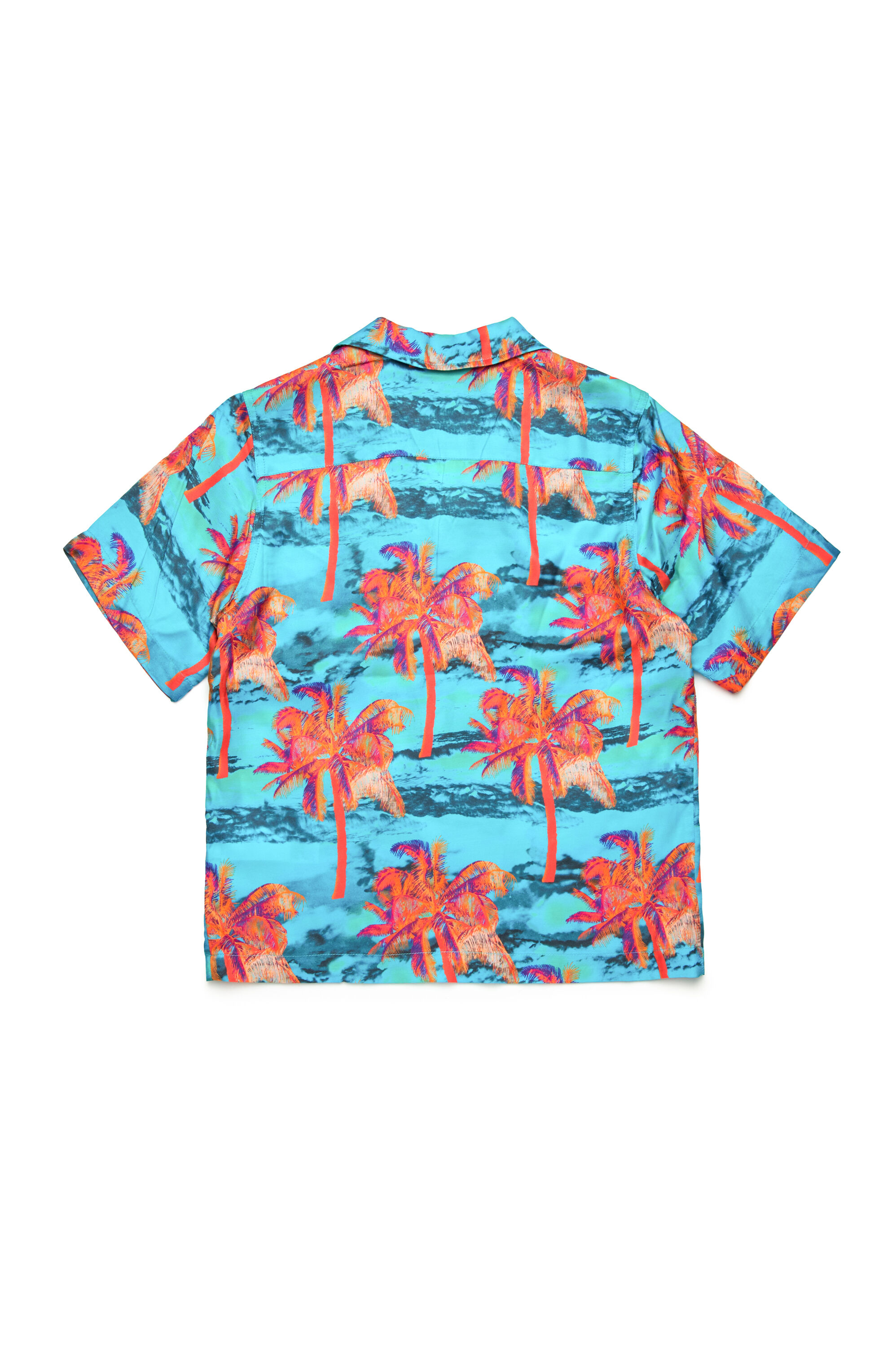 Diesel - MCBMOWTADRIAN, Man's Bowling shirt with palm tree motif in Multicolor/Blue - 2