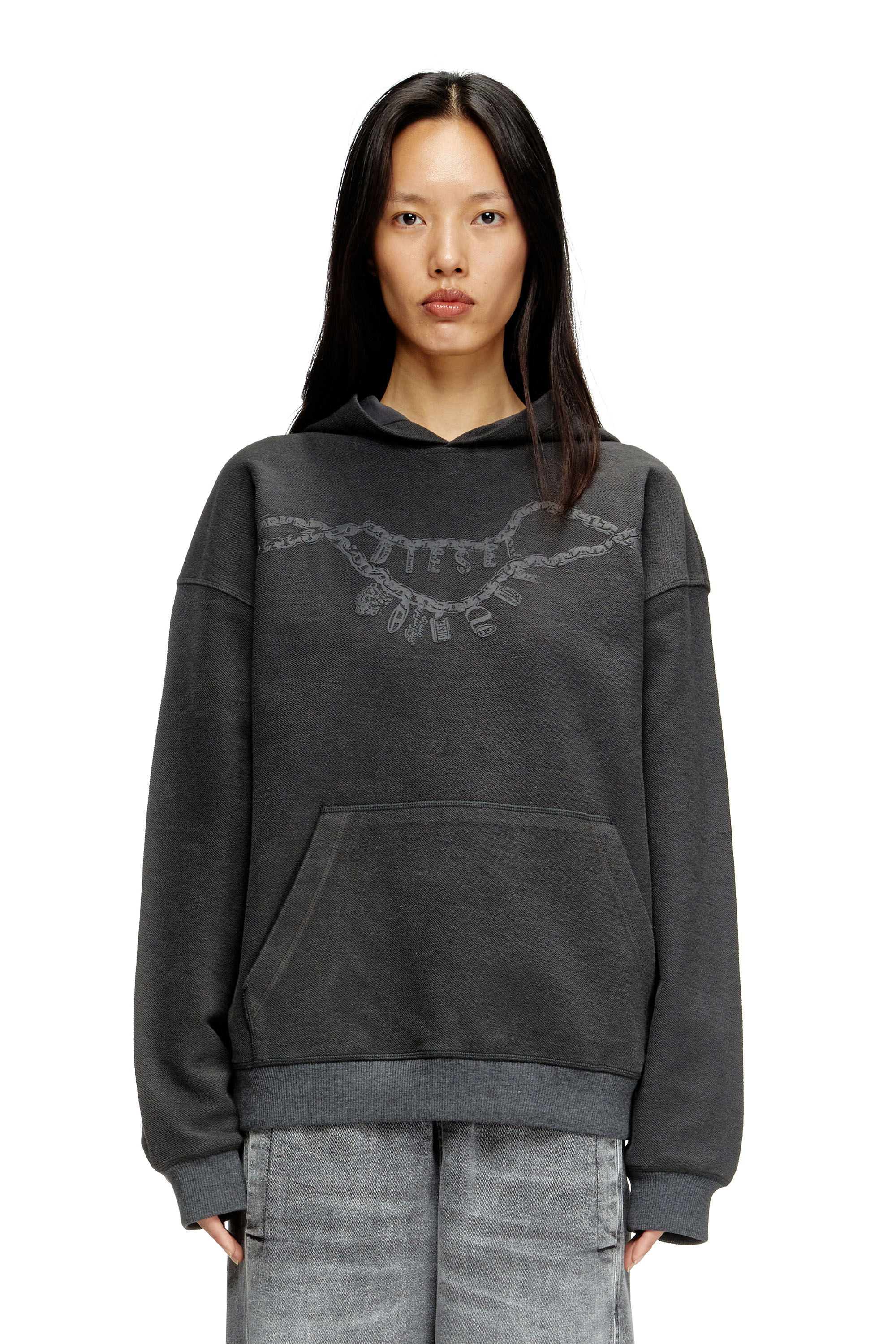 Diesel - S-BOXT-HOOD-HOSHI, Sudadera con capucha y estampado de collar con colgante Unisex in Gris - 5