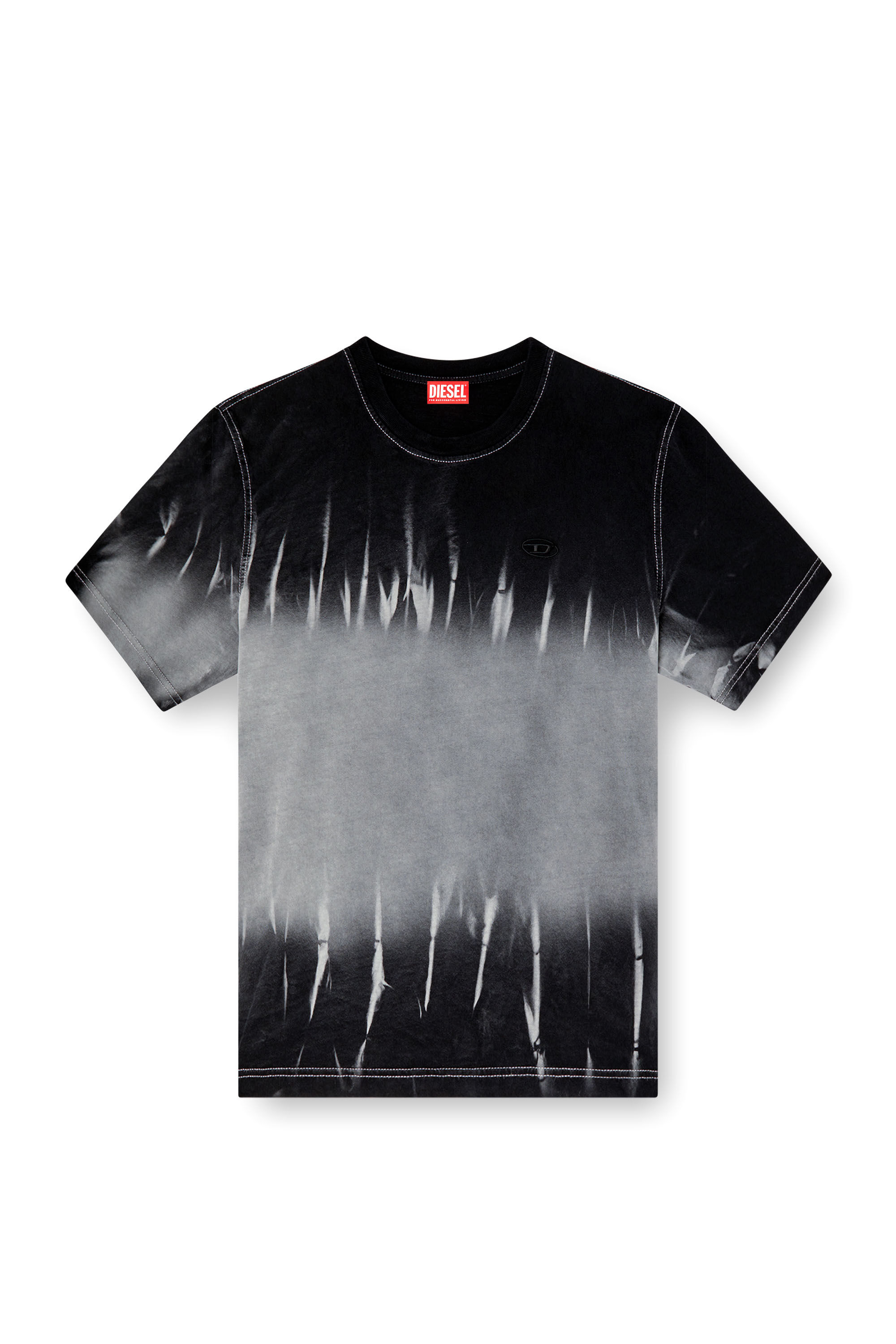 Diesel - T-ADJUST-R21, Camiseta teñida con la técnica de tie-dye con logotipo bordado Hombre in Negro - 2