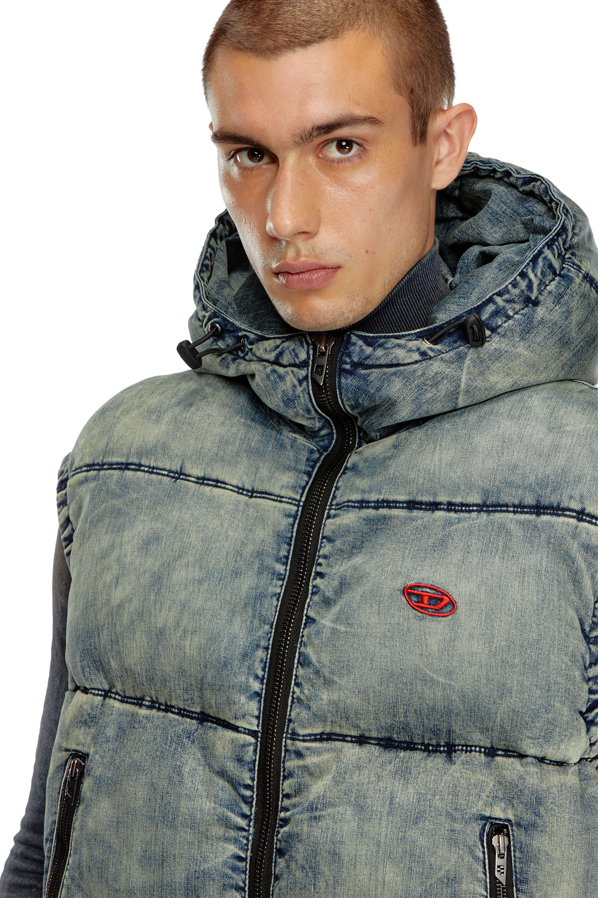 Diesel - W-MONS-SL, Chaleco acolchado en denim desteñido Hombre in Azul marino - 5