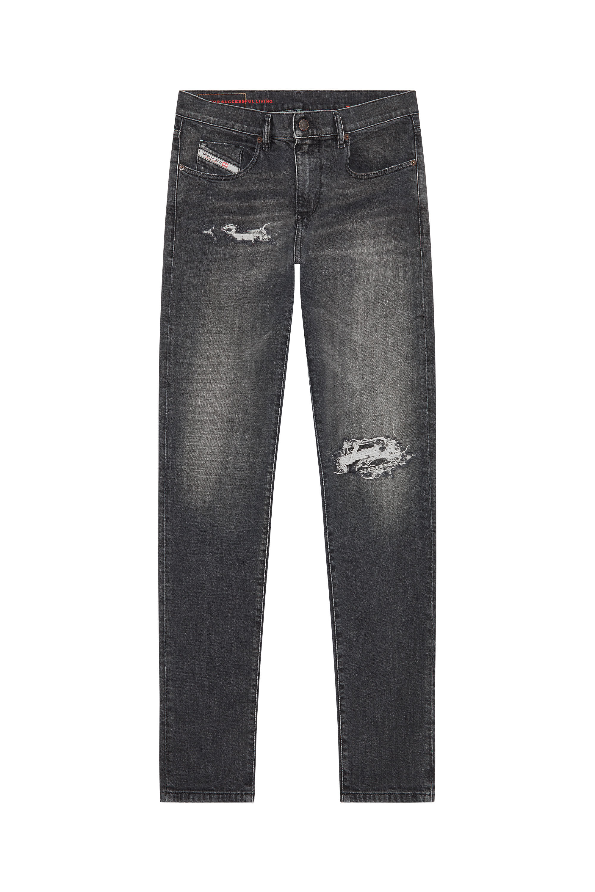 Diesel - 2019 D-STRUKT 09F07 Slim Jeans, Negro/Gris oscuro - Image 2