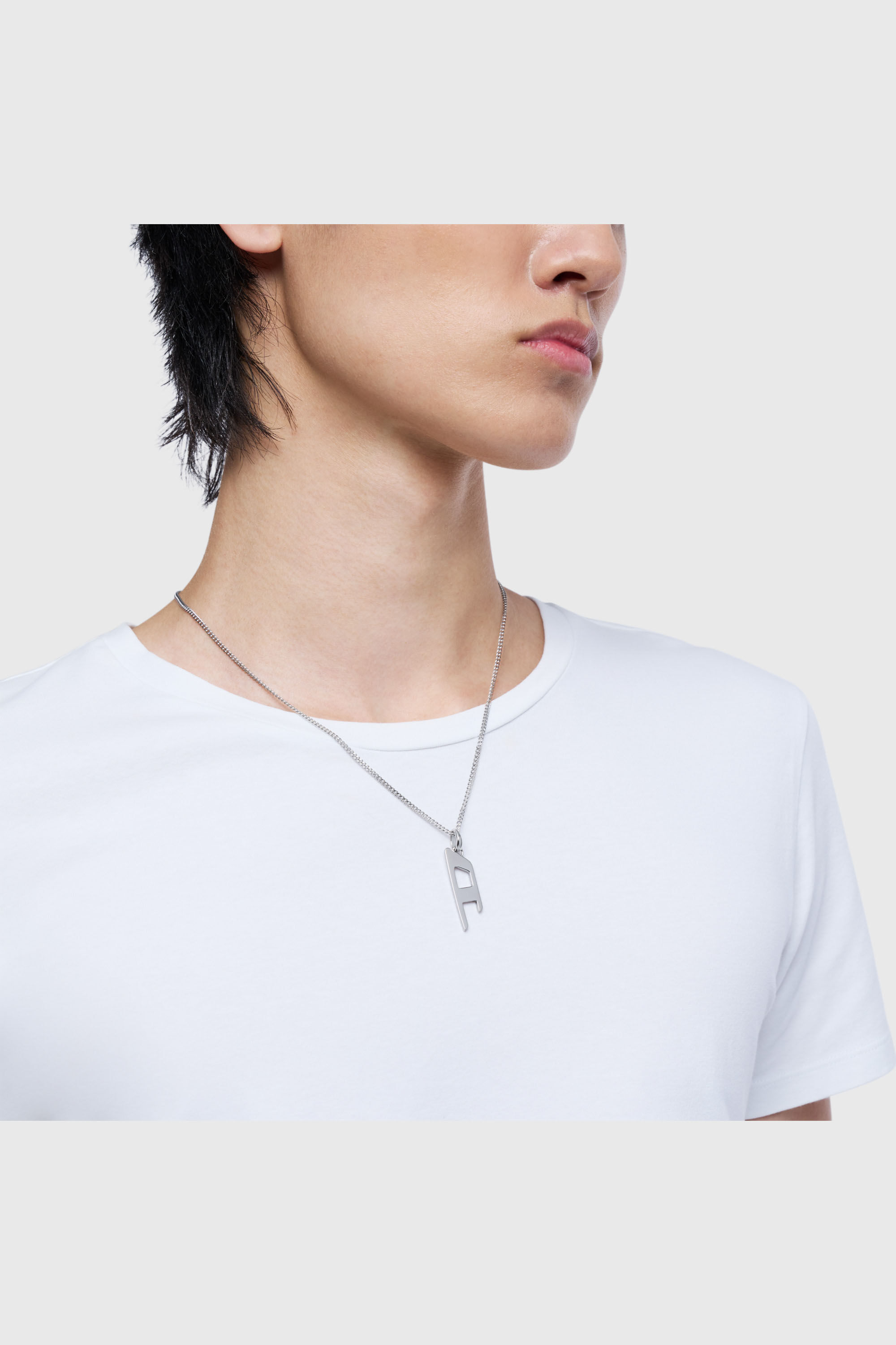 Diesel - DX1625040 JEWELLERY, Collar con colgante del logo D en acero inoxidable Unisex in Plateado - 4
