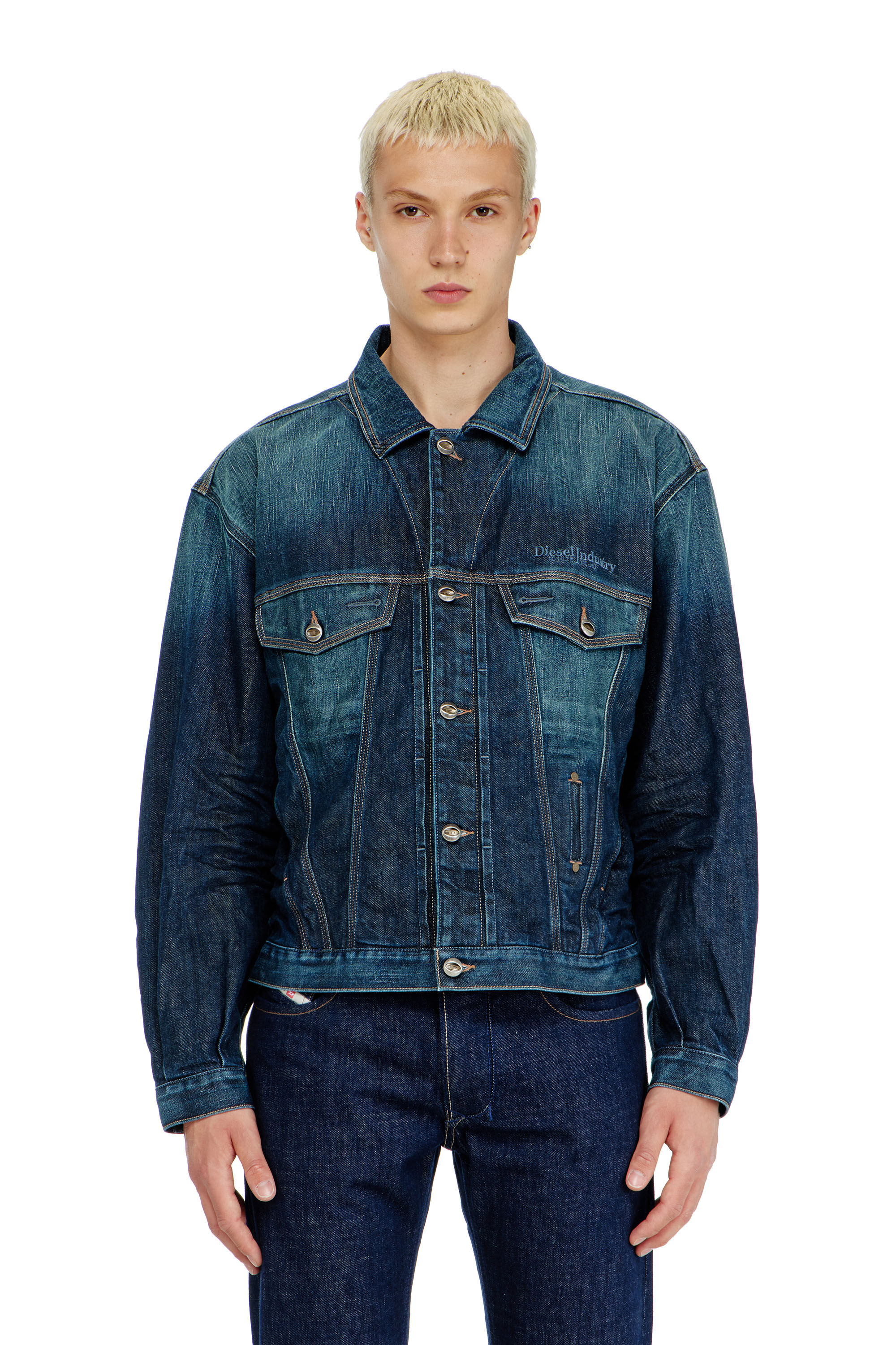 Diesel - D-DENVER-CL, Trucker jacket en denim selvedge Unisex in Azul marino - 3