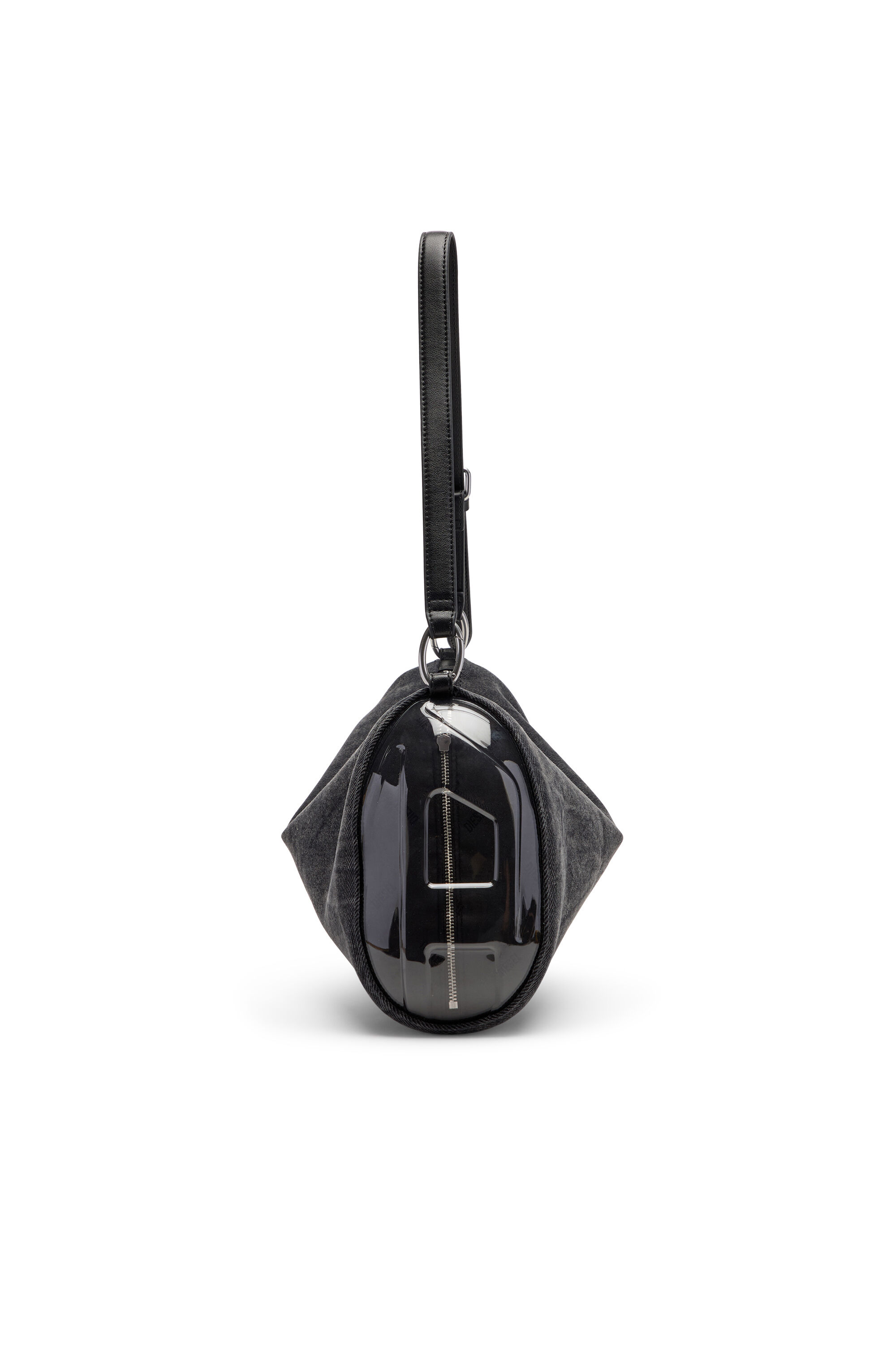 Diesel - LOAD-D SHOULDER BAG X, Load-D-Bolso bandolera con laterales Oval D transparentes Unisex in Negro - 4
