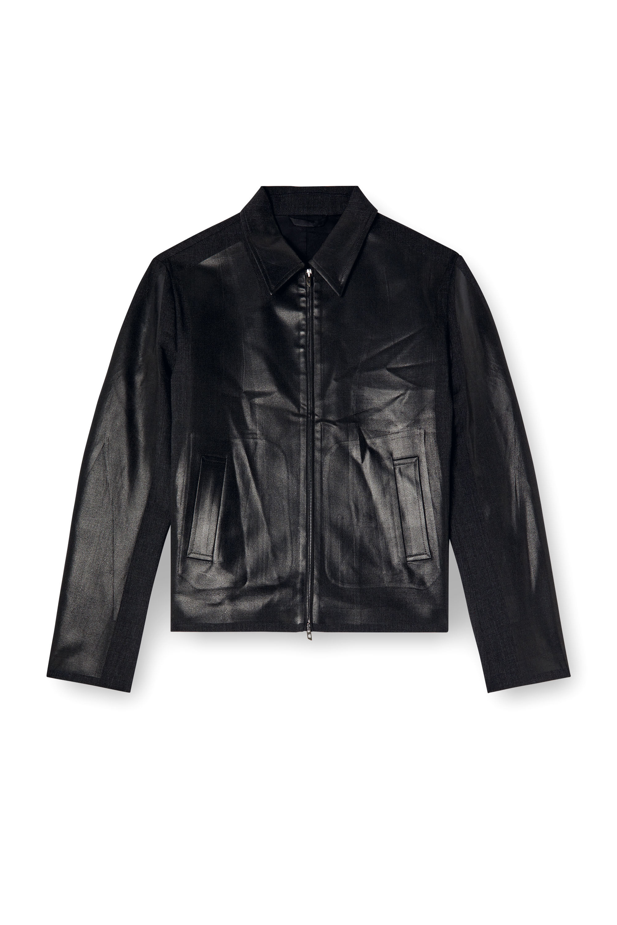 Diesel - J-KANE, Chaqueta coach de lana fresca recubierta Hombre in Negro - 2