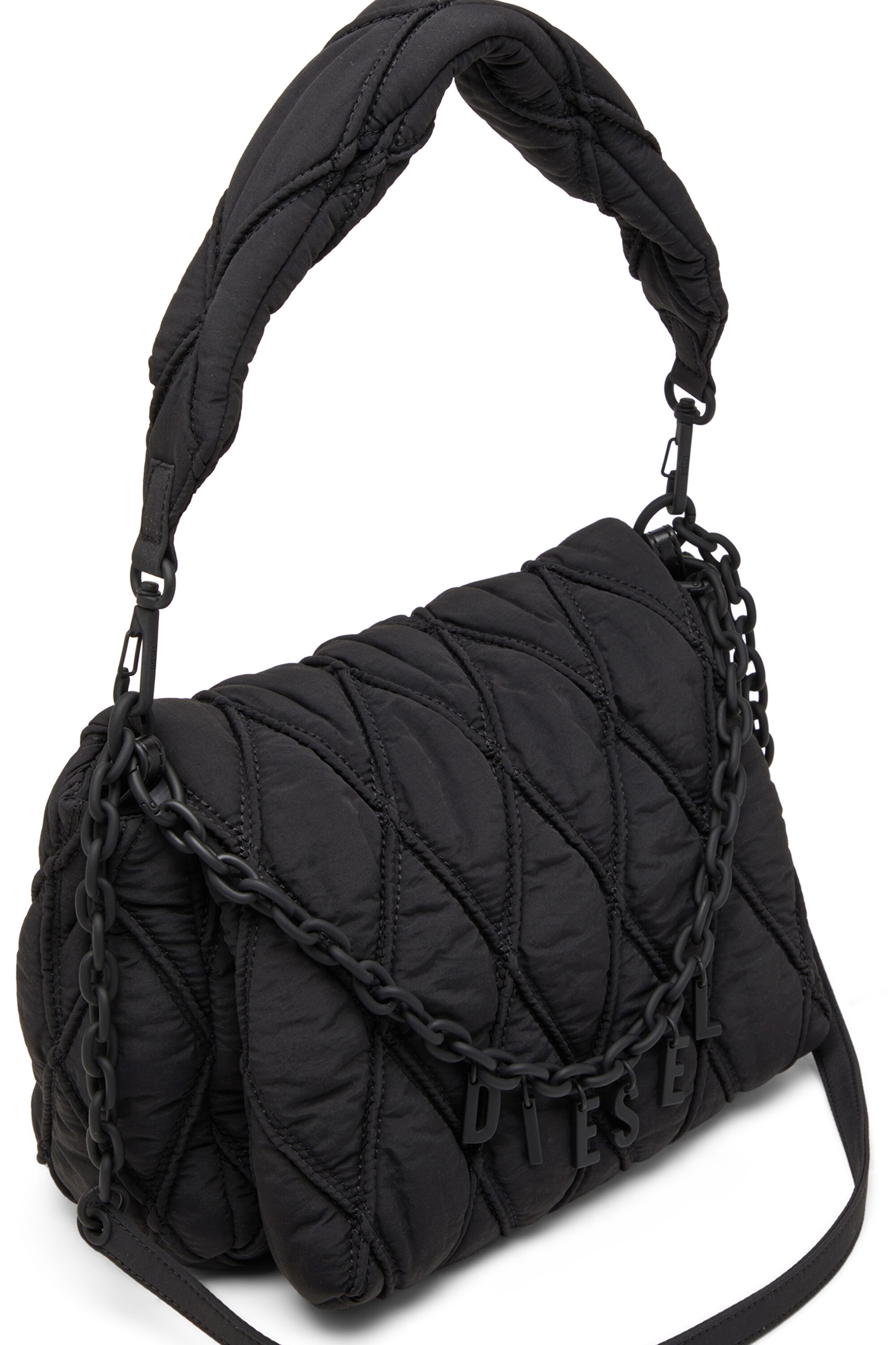 Diesel - CHARM-D SHOULDER M, Charm-D-M-Bolso de hombro de nailon acolchado Mujer in Negro - 5