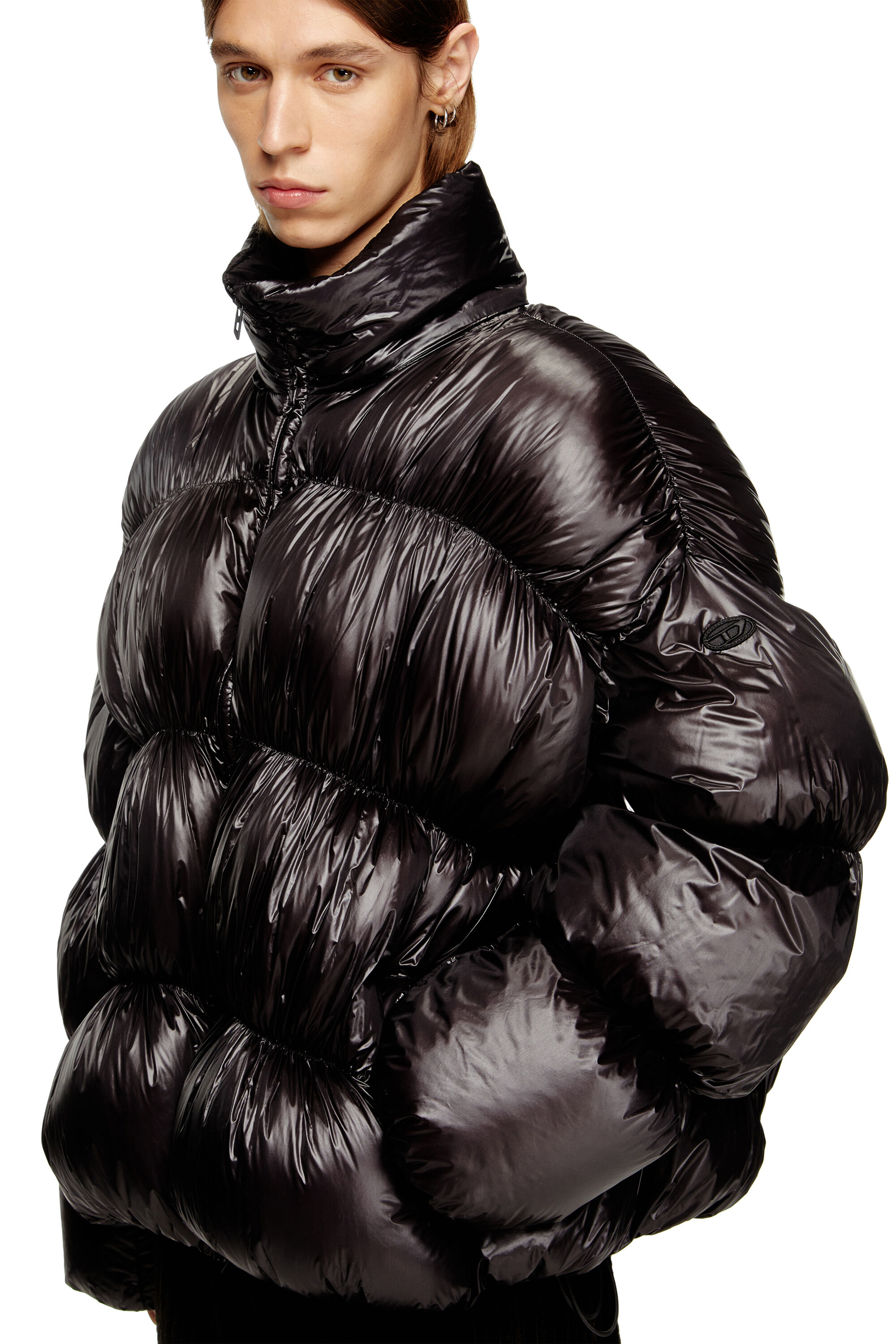 Diesel - W-CHOCO, Chaqueta de plumón con capucha con efecto burbuja Hombre in Negro - 5
