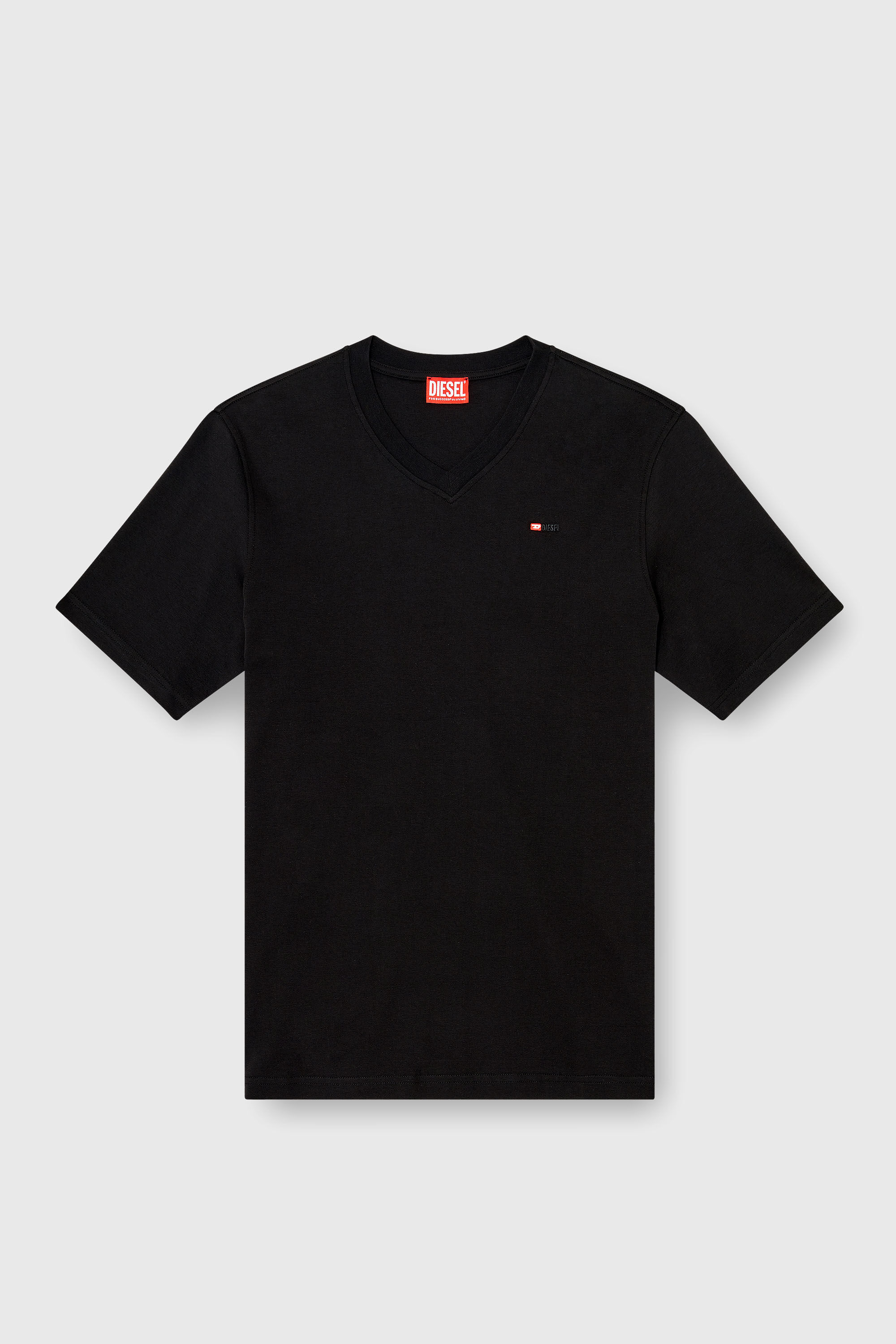 Diesel - T-ADJUST-V-MICRODIV, Camiseta de cuello de pico con microbordado de logo Hombre in Negro - 2