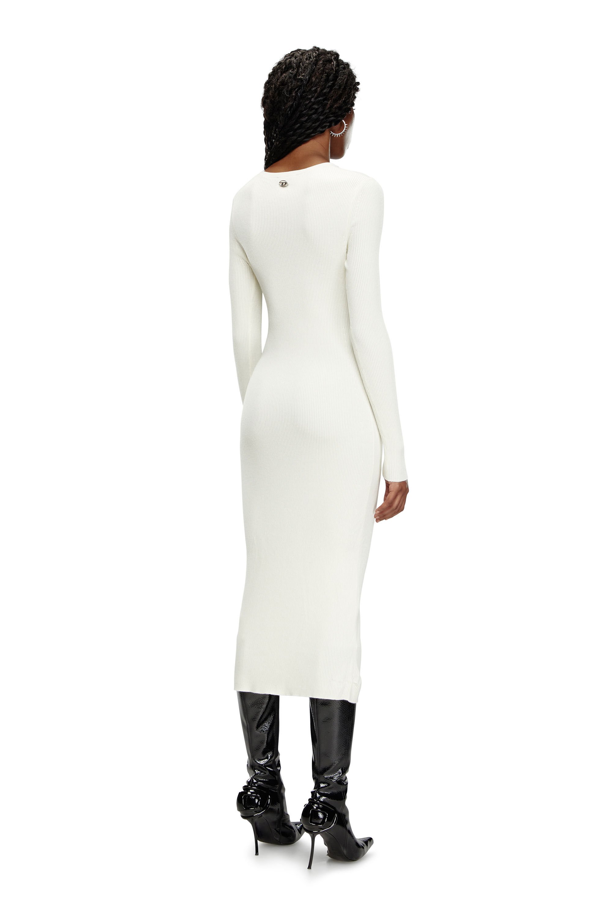 Diesel - M-PELAGOS, Mujer Vestido de mezcla de lana con recorte in Blanco - Image 3