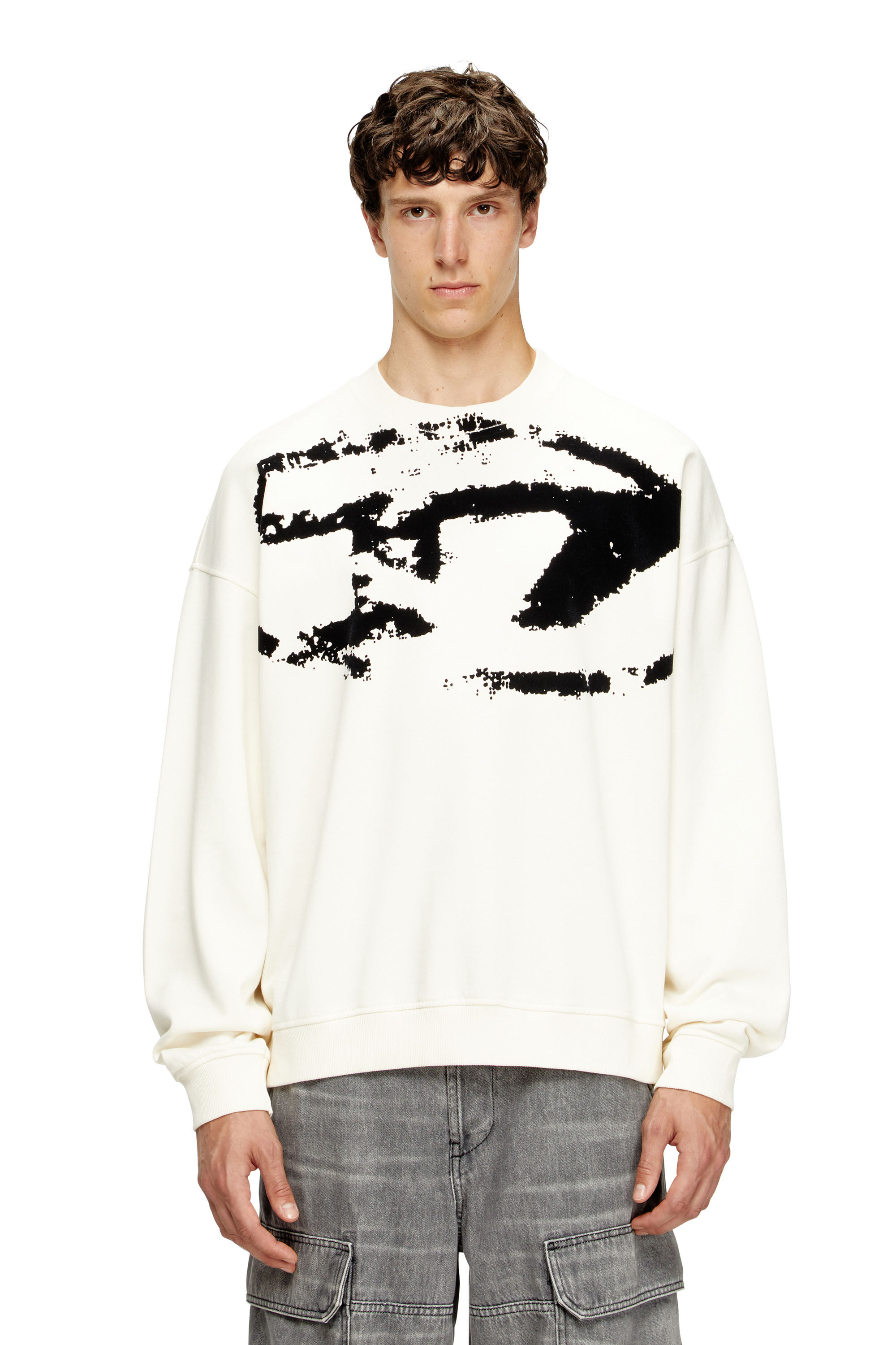 Diesel - S-BOXT-N5, Sudadera con logotipo desgastado en relieve Hombre in Blanco - 3